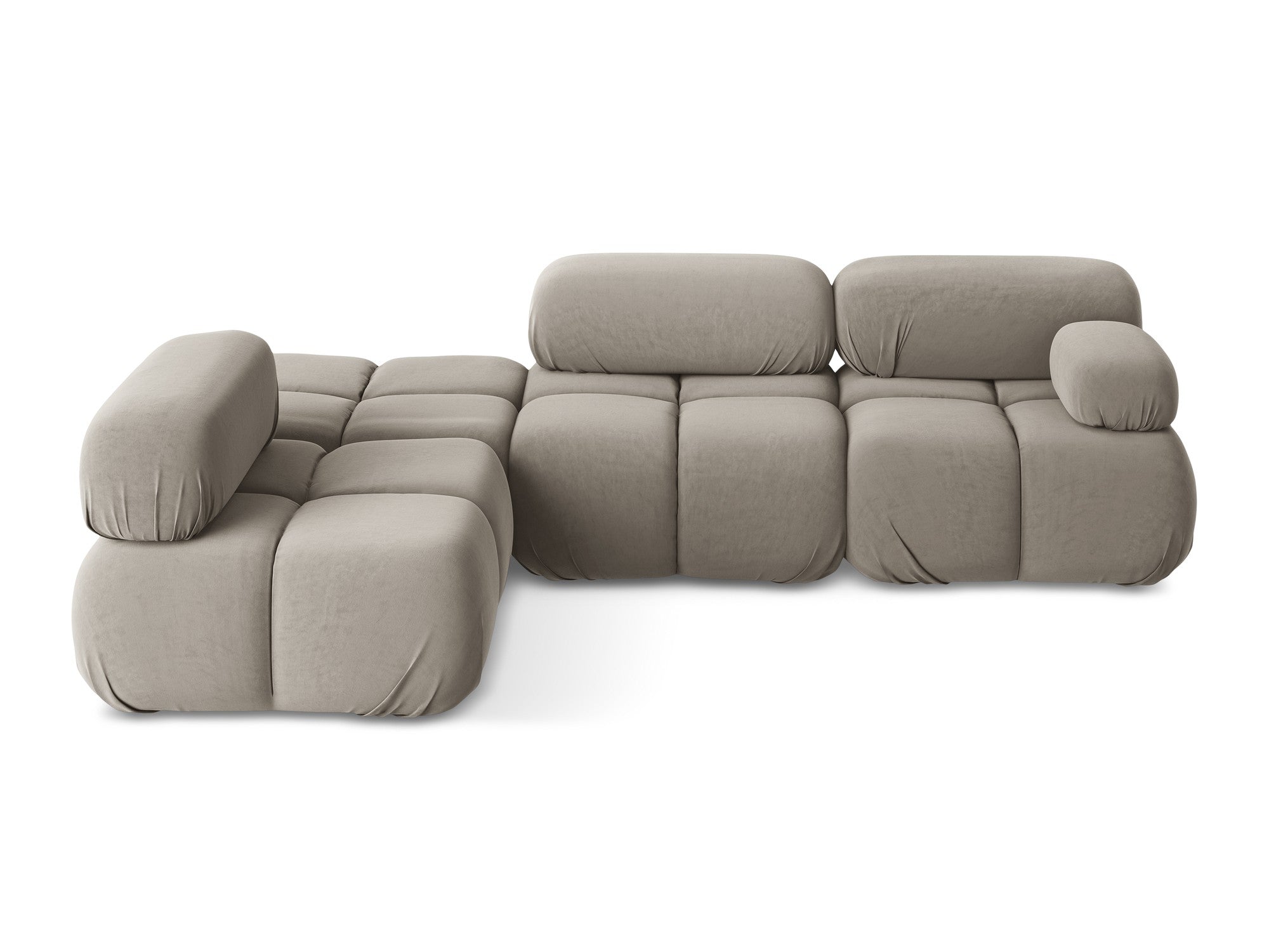 Left-sided velvet modular corner sofa LOKUA taupe