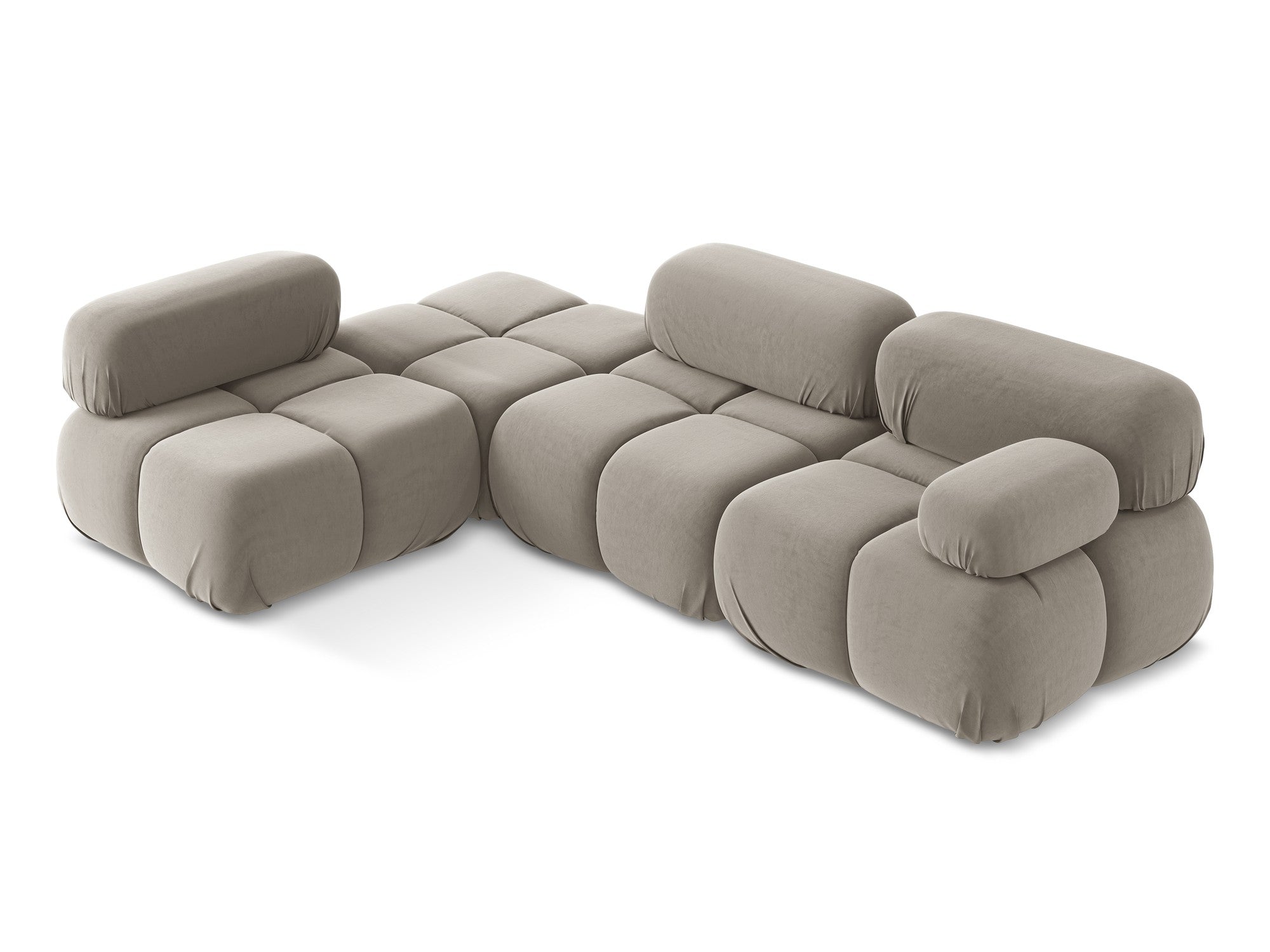 Left-sided velvet modular corner sofa LOKUA taupe