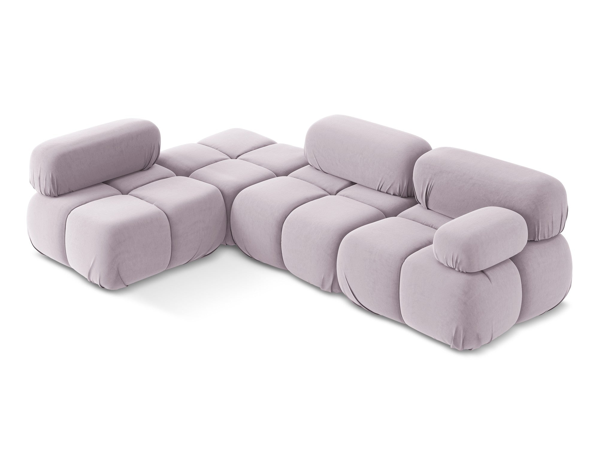 Left-sided velvet modular corner sofa LOKUA in lavender
