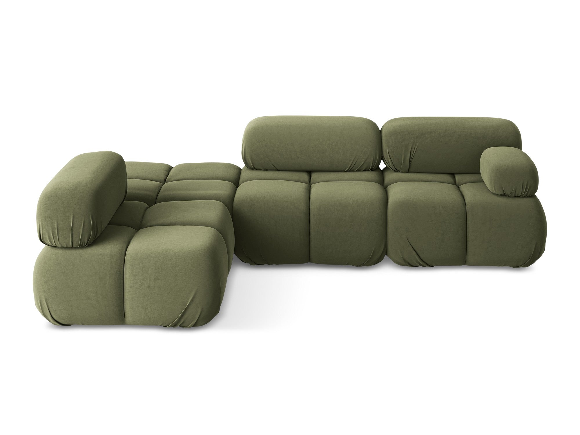 Modularer Samt-Ecksofa links LOKUA olivgrün