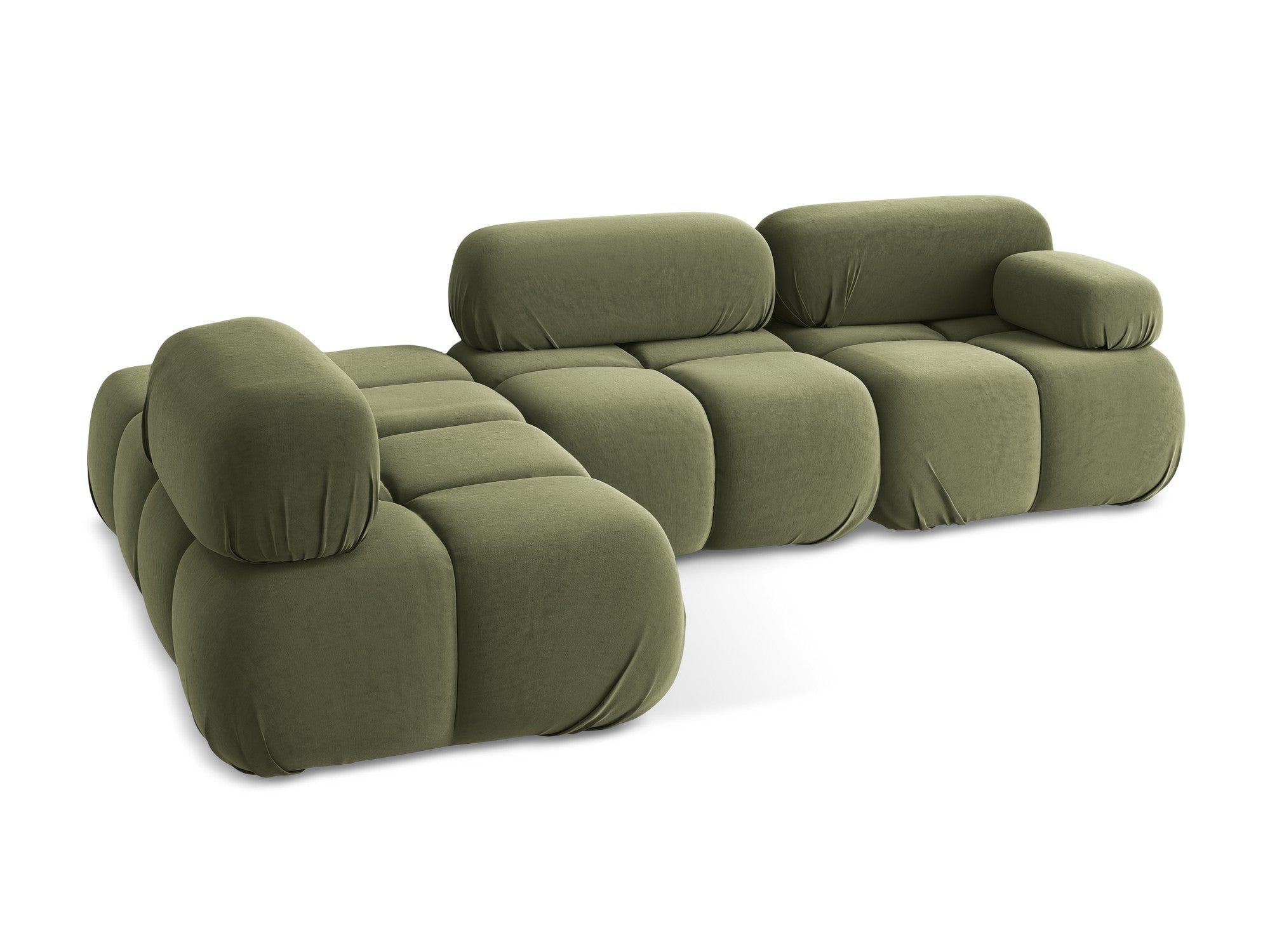Modularer Samt-Ecksofa links LOKUA olivgrün