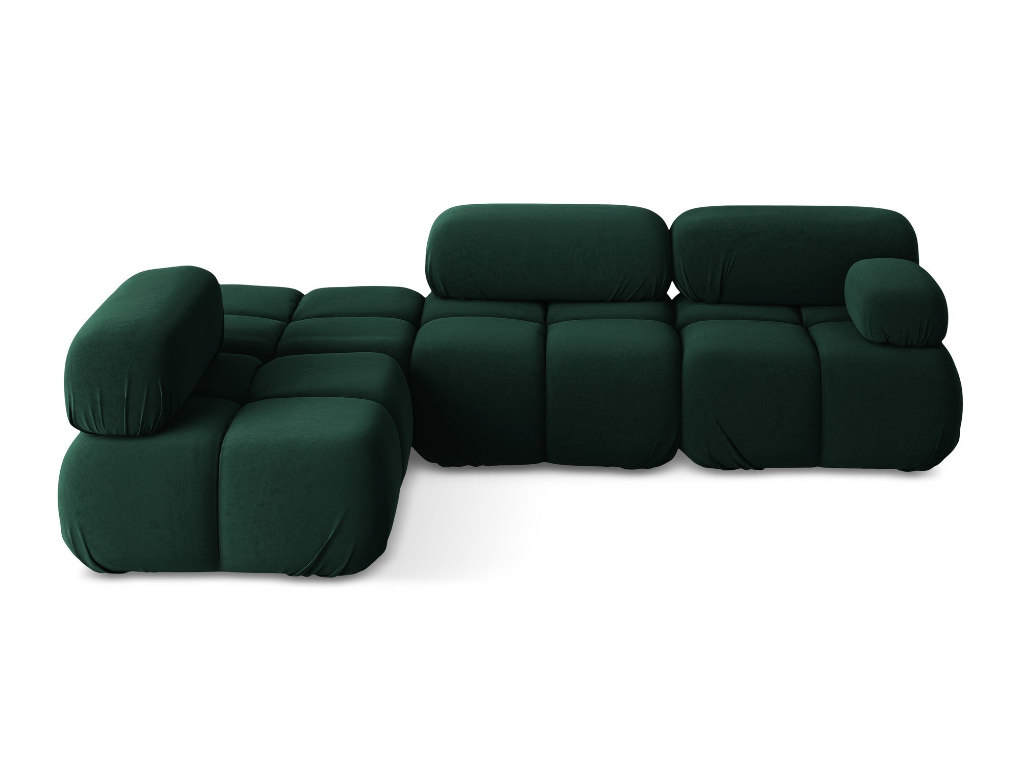Left-sided modular velvet corner sofa LOKUA in bottle green