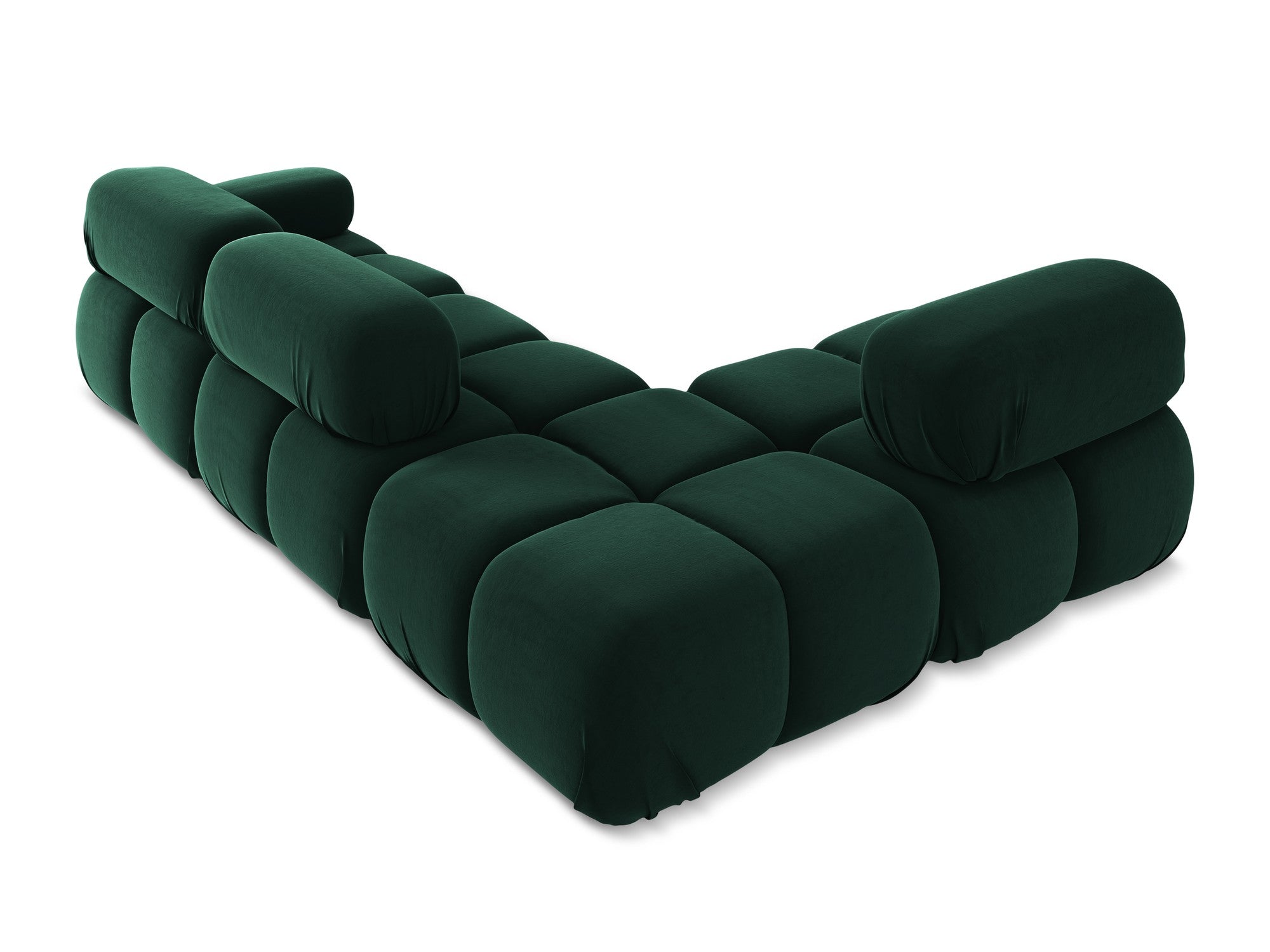 Left-sided modular velvet corner sofa LOKUA in bottle green