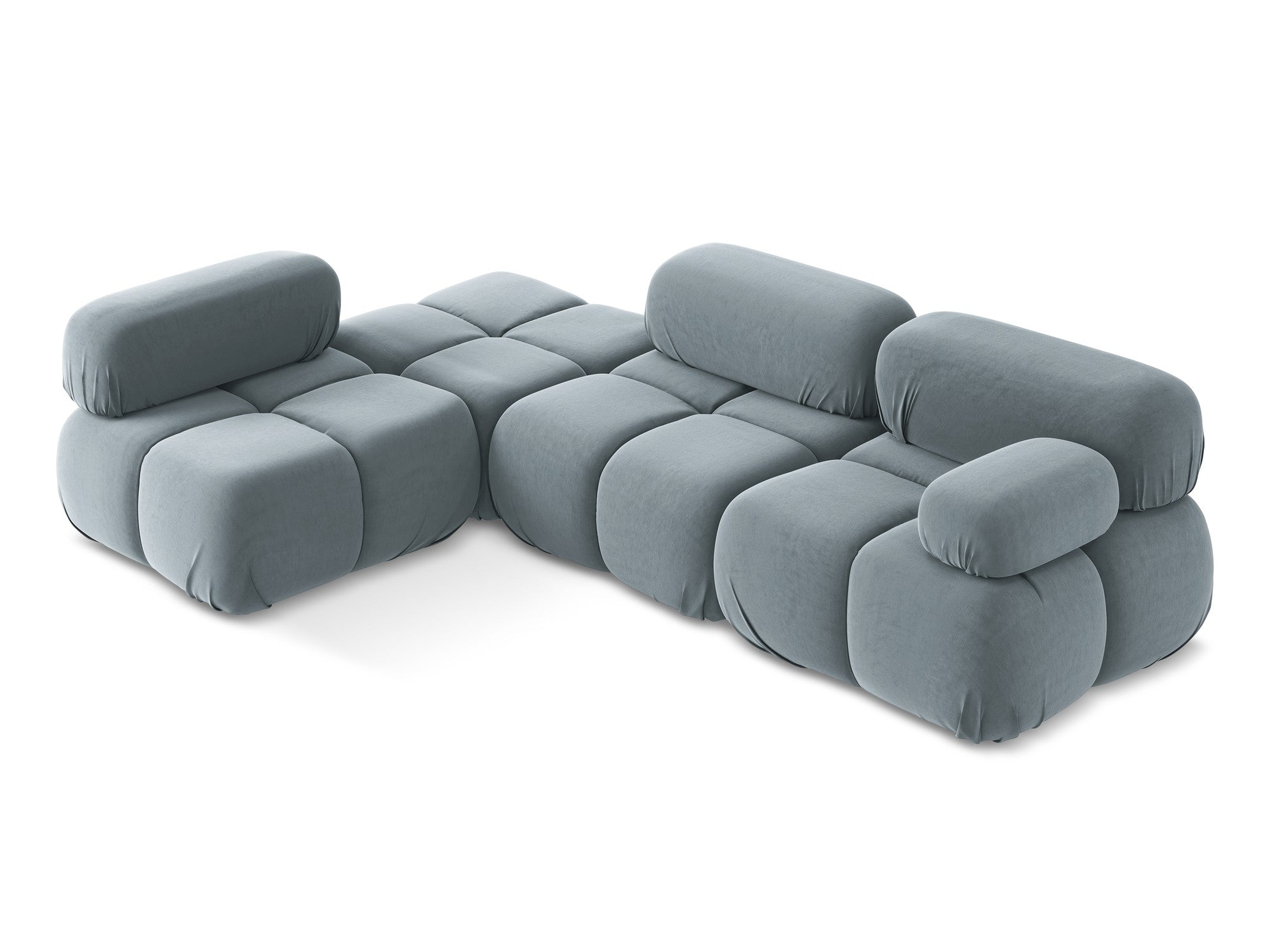 Left-sided modular velvet corner sofa LOKUA light blue