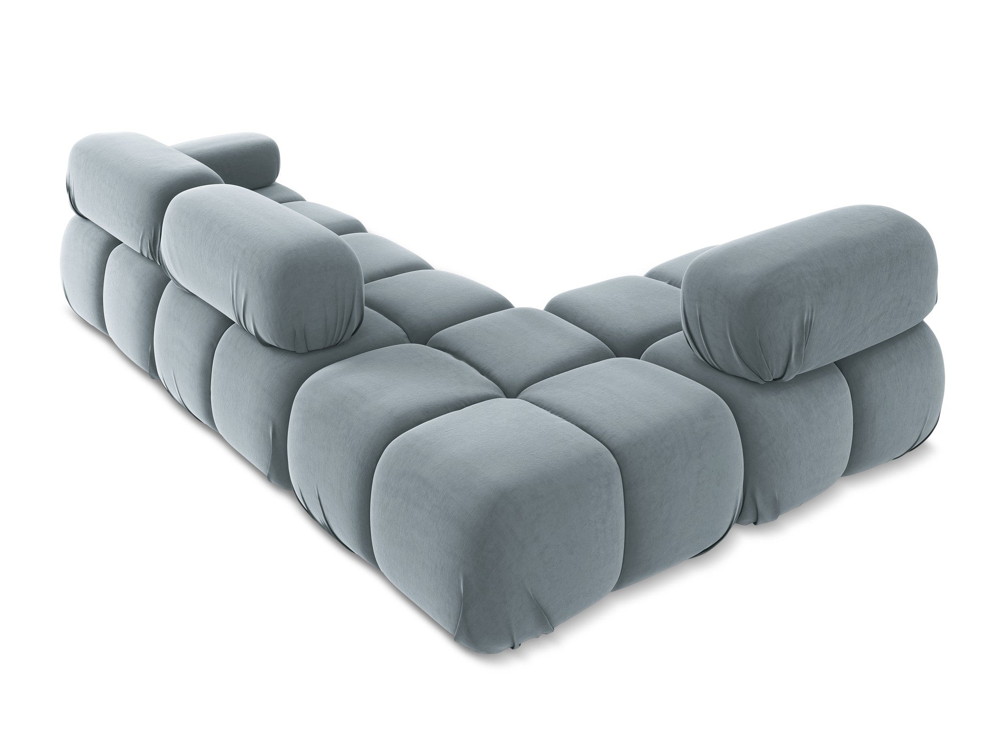 Left-sided modular velvet corner sofa LOKUA light blue