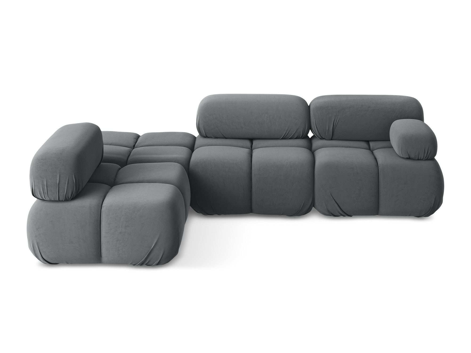 Modularer Samt-Ecksofa links LOKUA stahlgrau