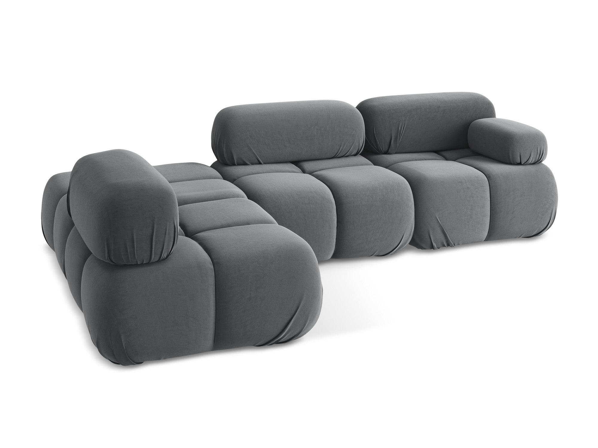 Modularer Samt-Ecksofa links LOKUA stahlgrau