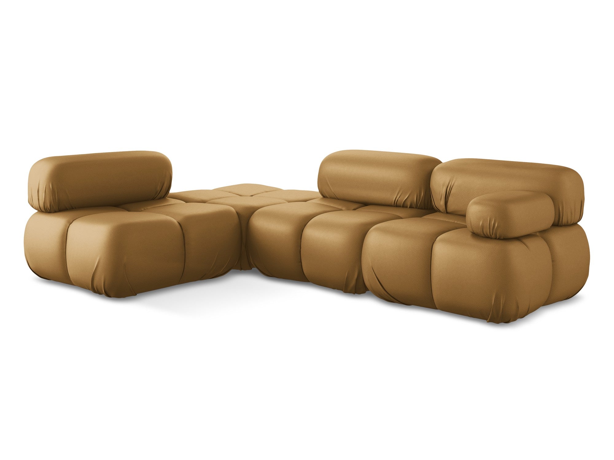 Left-sided modular corner sofa LOKUA in caramel eco-leather