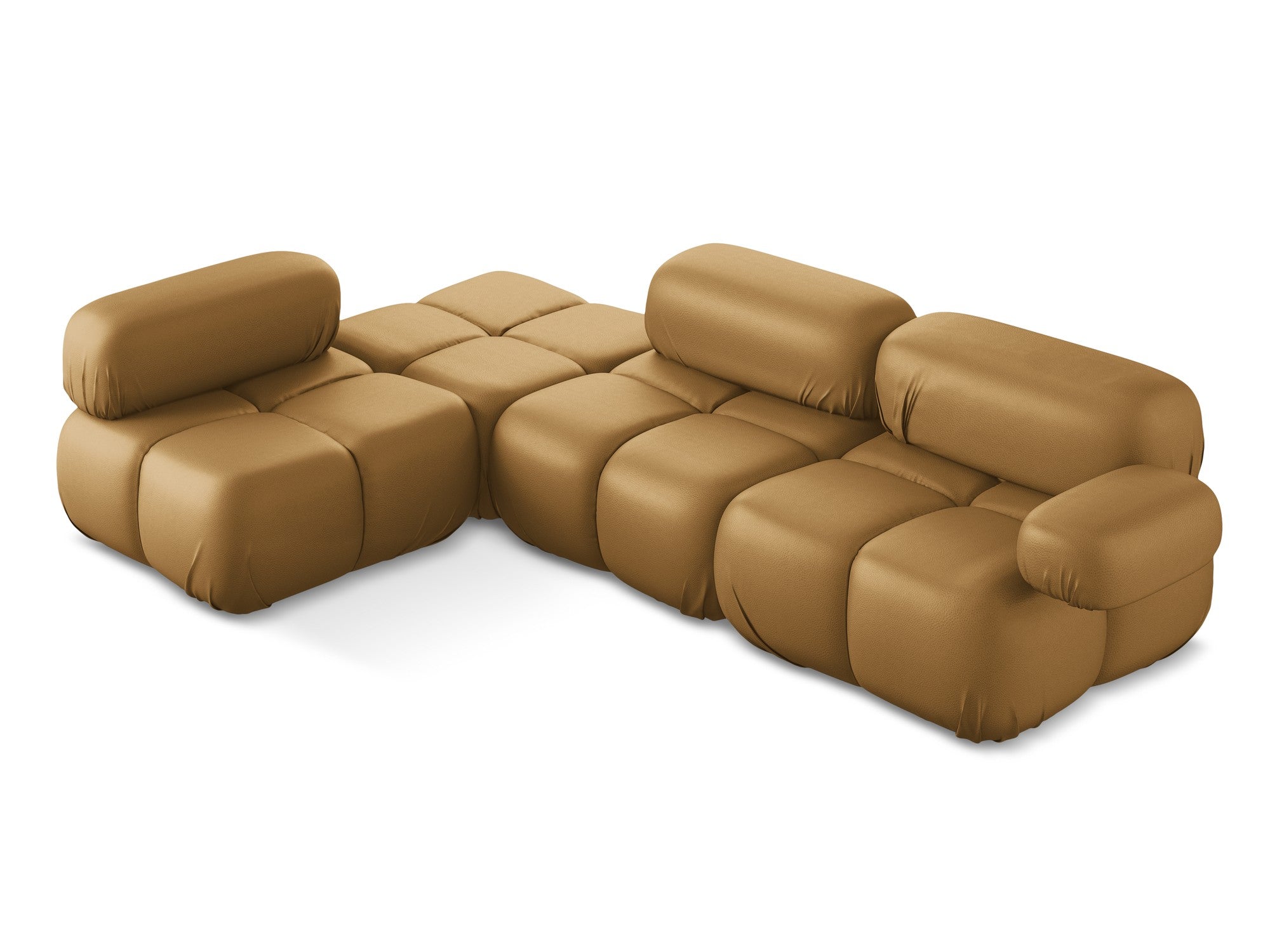 Left-sided modular corner sofa LOKUA in caramel eco-leather