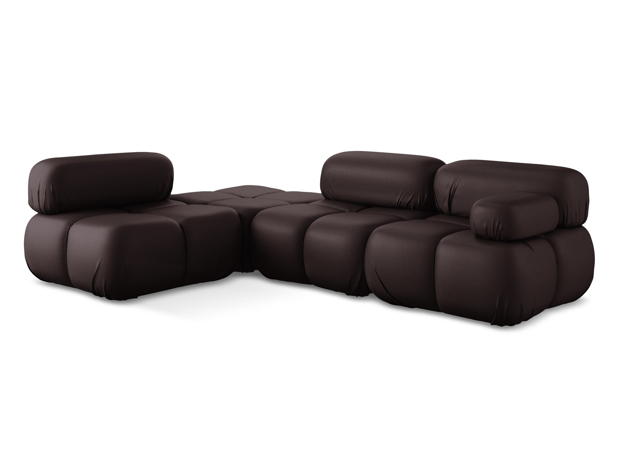 Left-sided modular corner sofa LOKUA in plum eco-leather