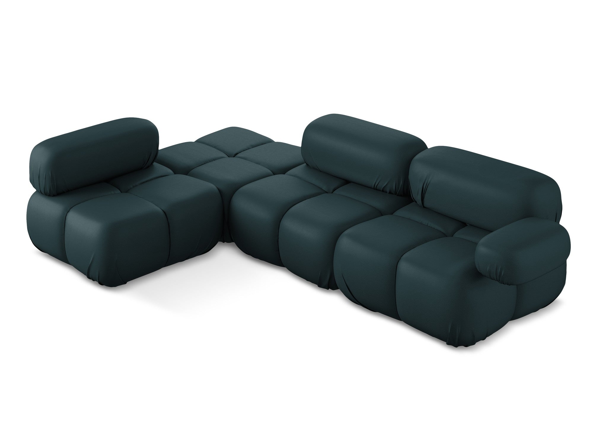Modularer linksseitiger Ecksofa LOKUA in Meeresfarbe aus Kunstleder