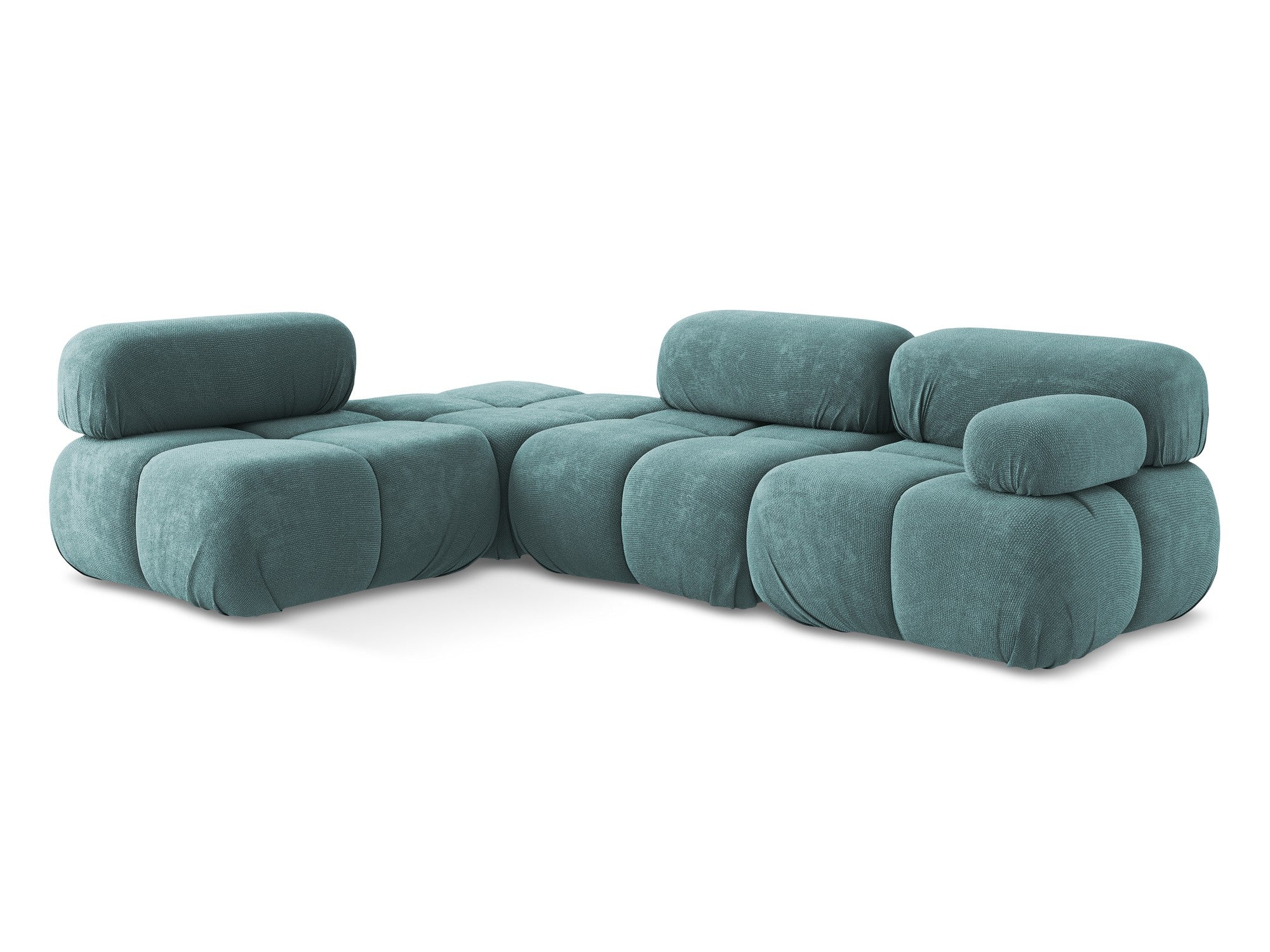 Modularer linksseitiger Ecksofa LOKUA in jeansblauem Chenille