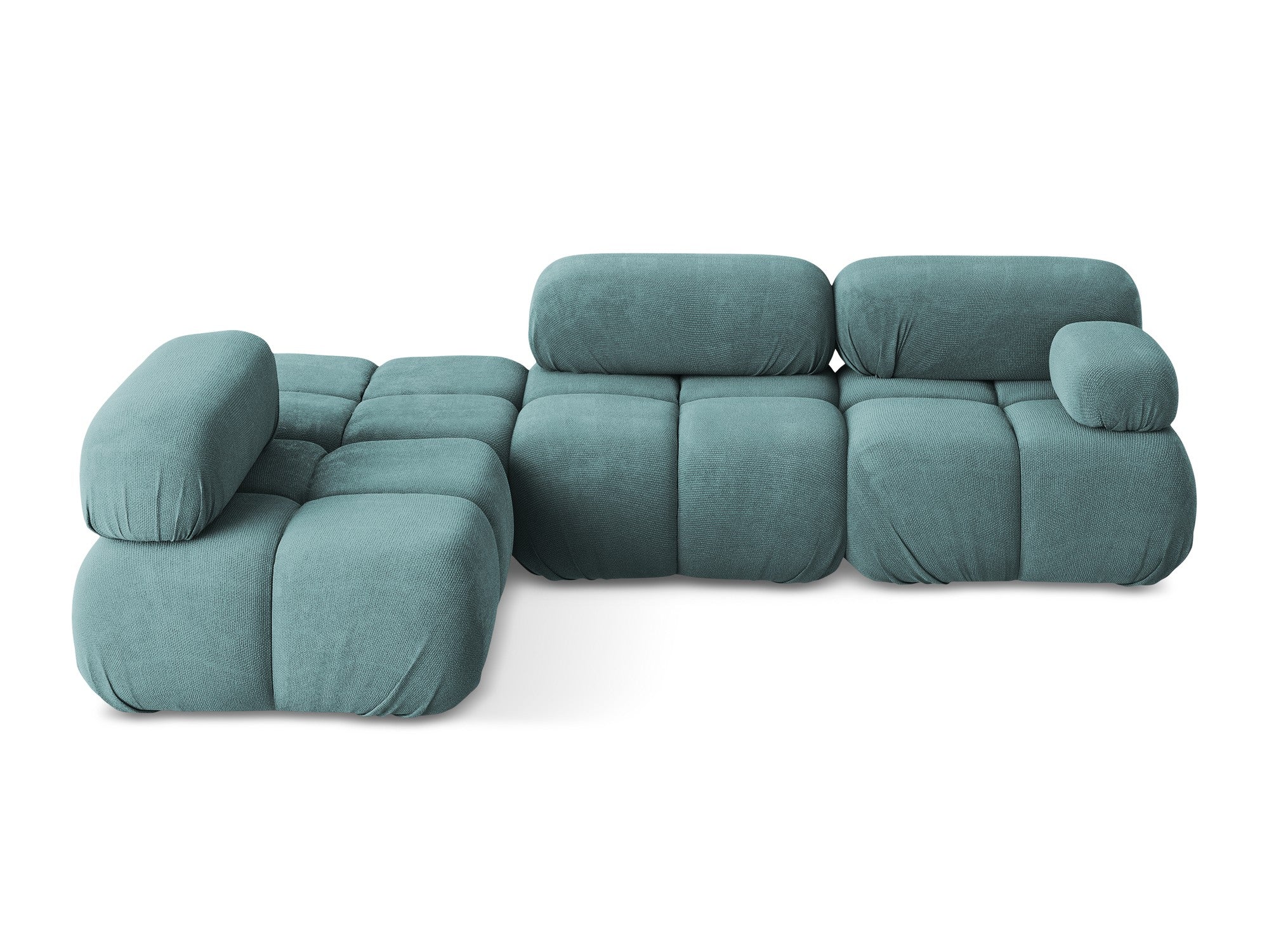 Modularer linksseitiger Ecksofa LOKUA in jeansblauem Chenille