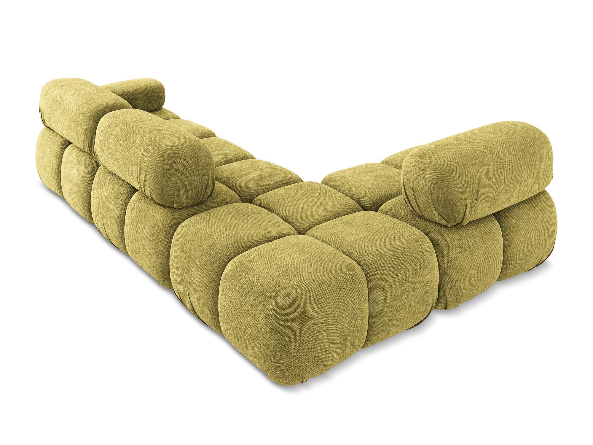 Modularer linksseitiger Ecksofa LOKUA in limonengrünem Chenille