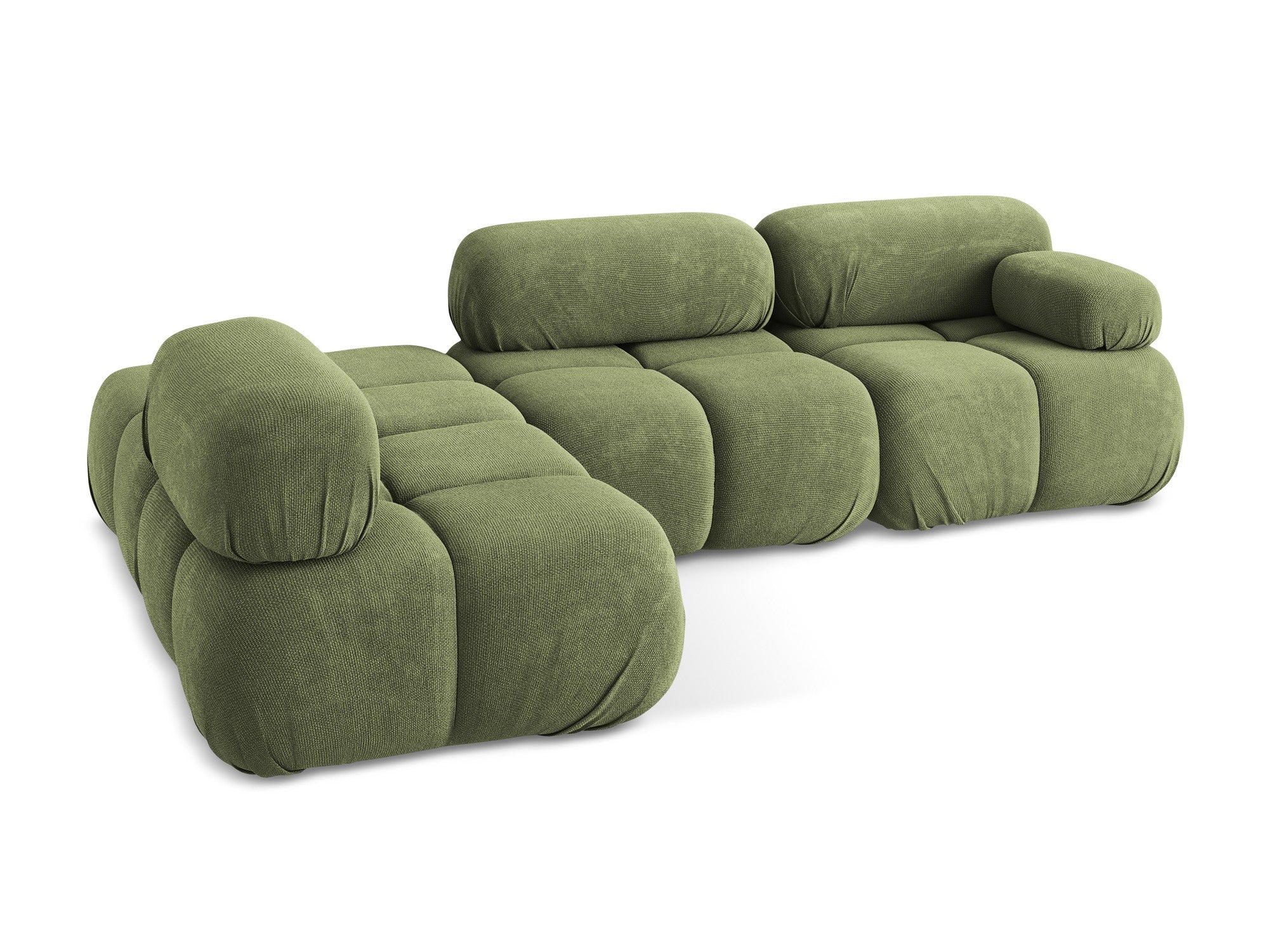 Modularer linksseitiger Ecksofa LOKUA in grünem Chenille