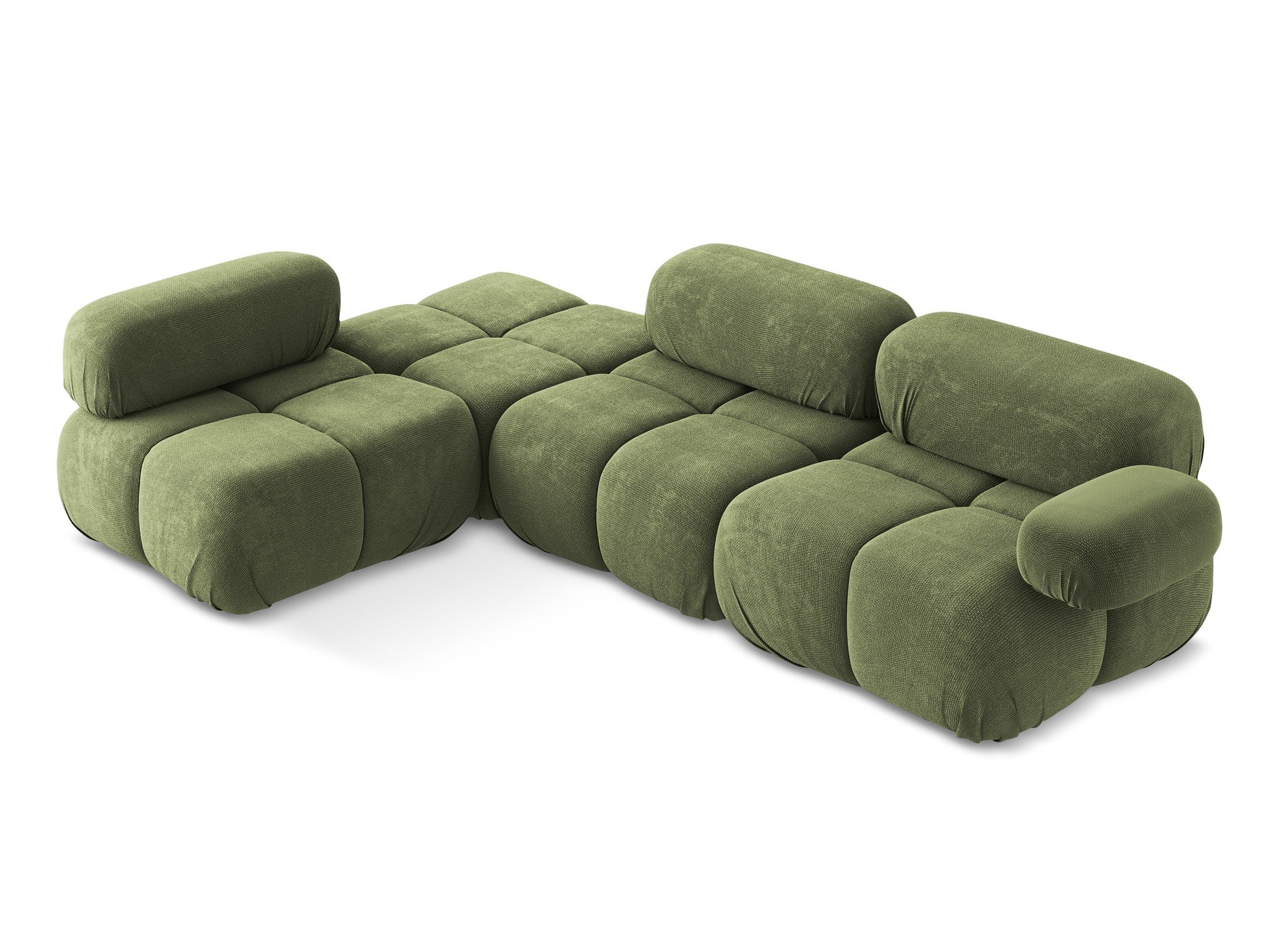 Modularer linksseitiger Ecksofa LOKUA in grünem Chenille