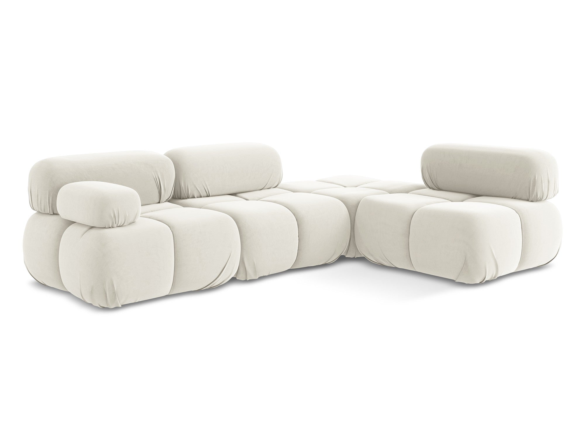 Modularer Samt-Ecksofa rechts LOKUA hellbeige