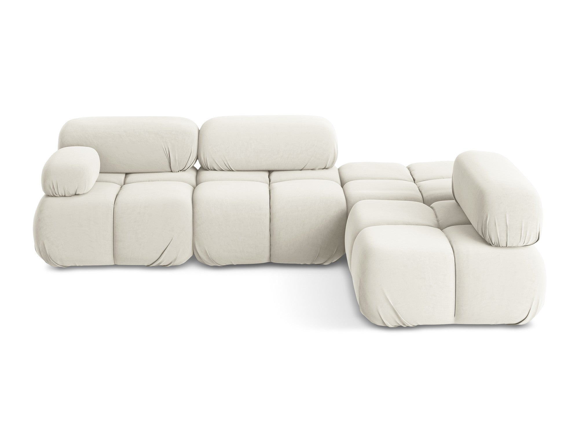 Modularer Samt-Ecksofa rechts LOKUA hellbeige