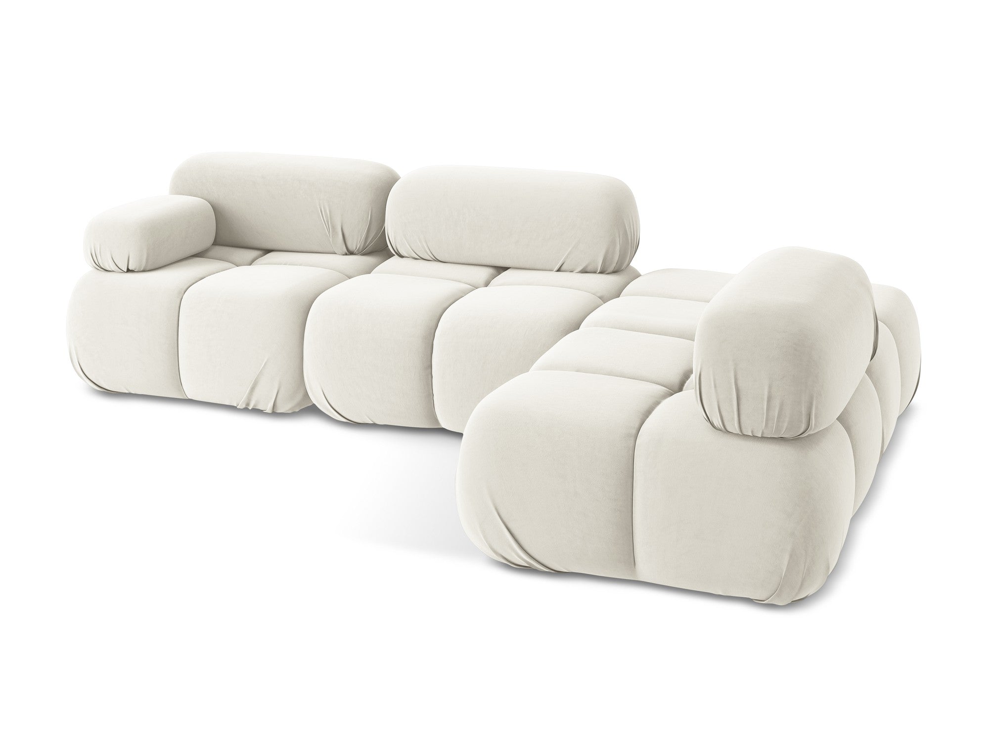 Modularer Samt-Ecksofa rechts LOKUA hellbeige