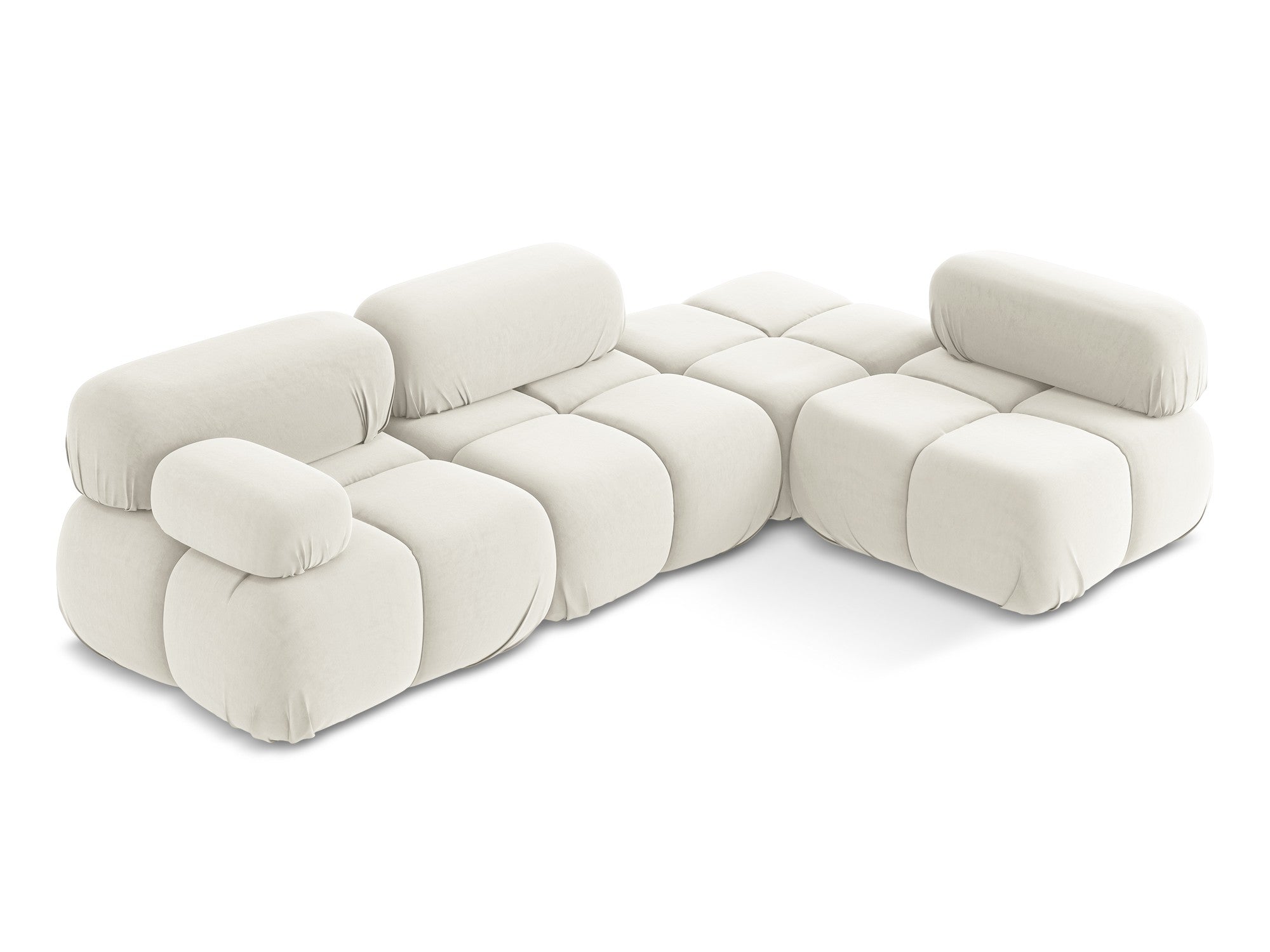 Modularer Samt-Ecksofa rechts LOKUA hellbeige