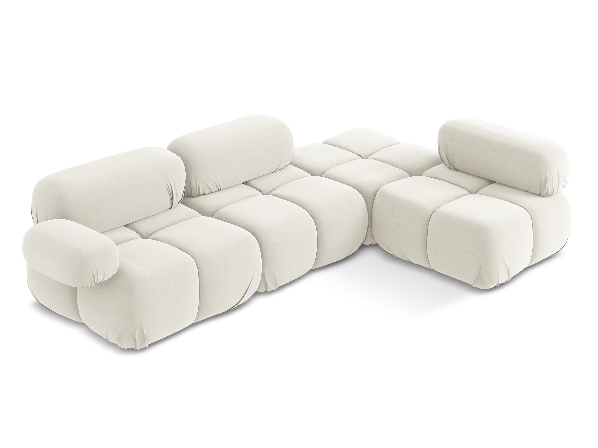Modularer Samt-Ecksofa rechts LOKUA hellbeige