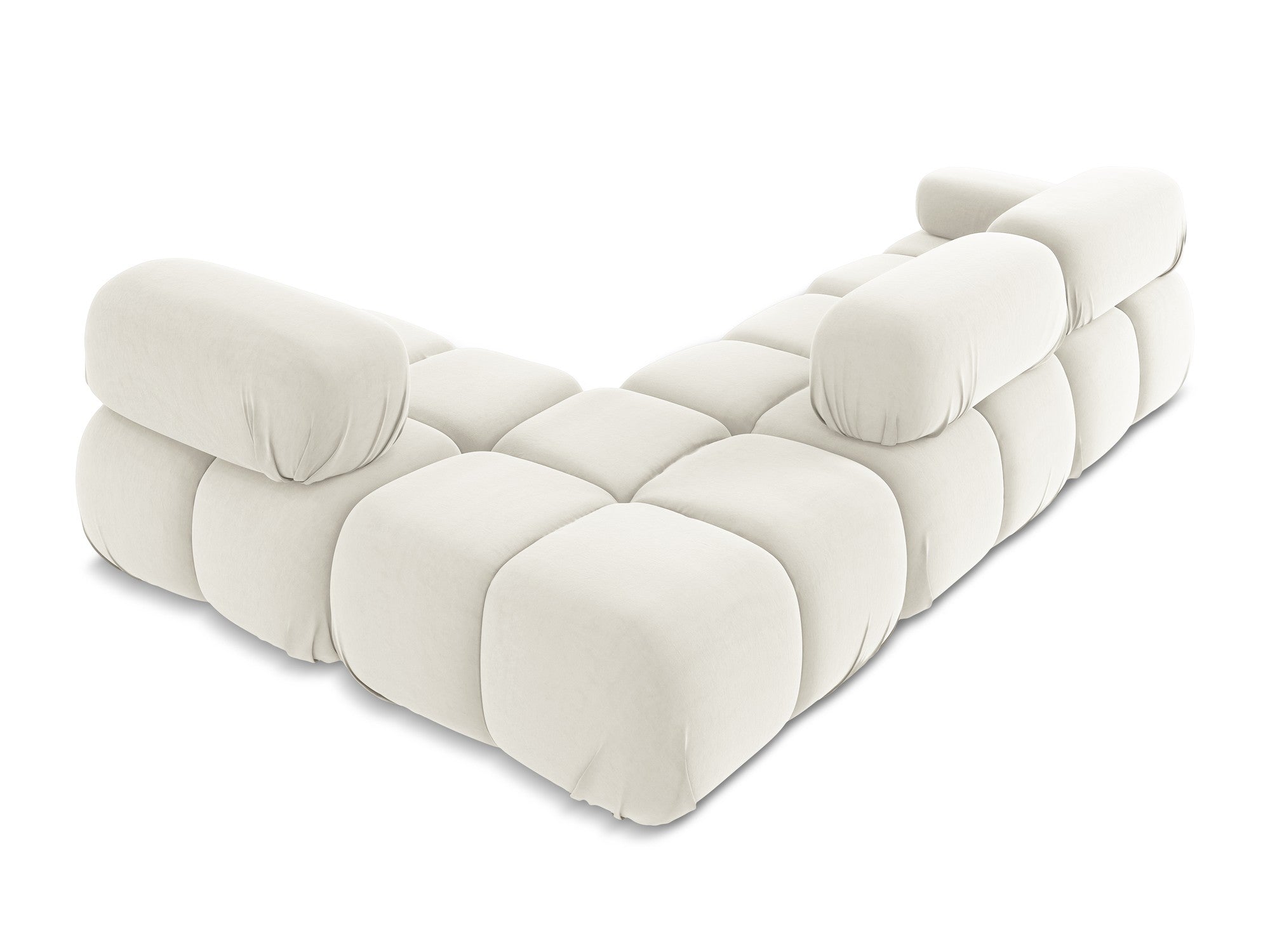 Modularer Samt-Ecksofa rechts LOKUA hellbeige