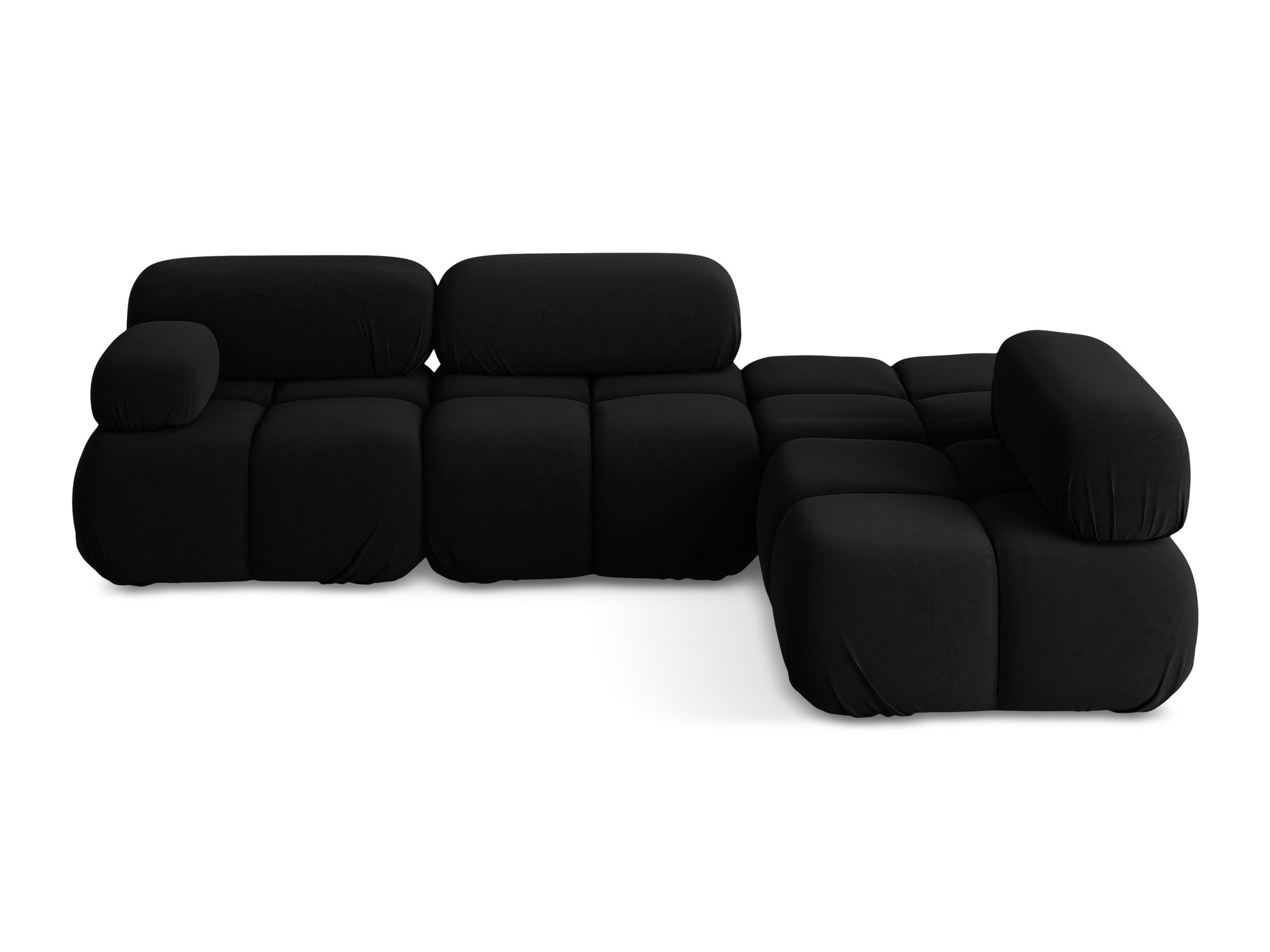 Black right-sided velvet modular corner sofa LOKUA