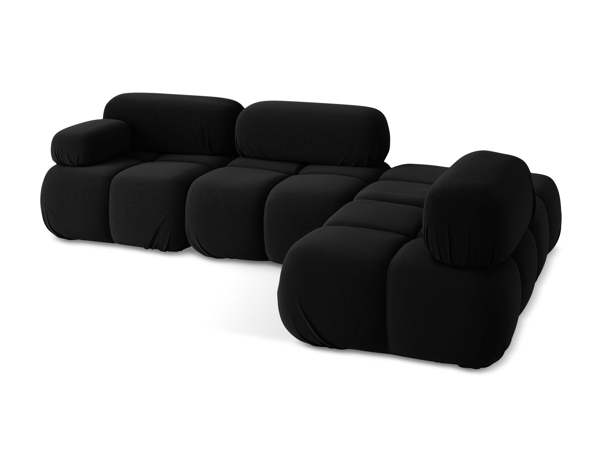 Black right-sided velvet modular corner sofa LOKUA