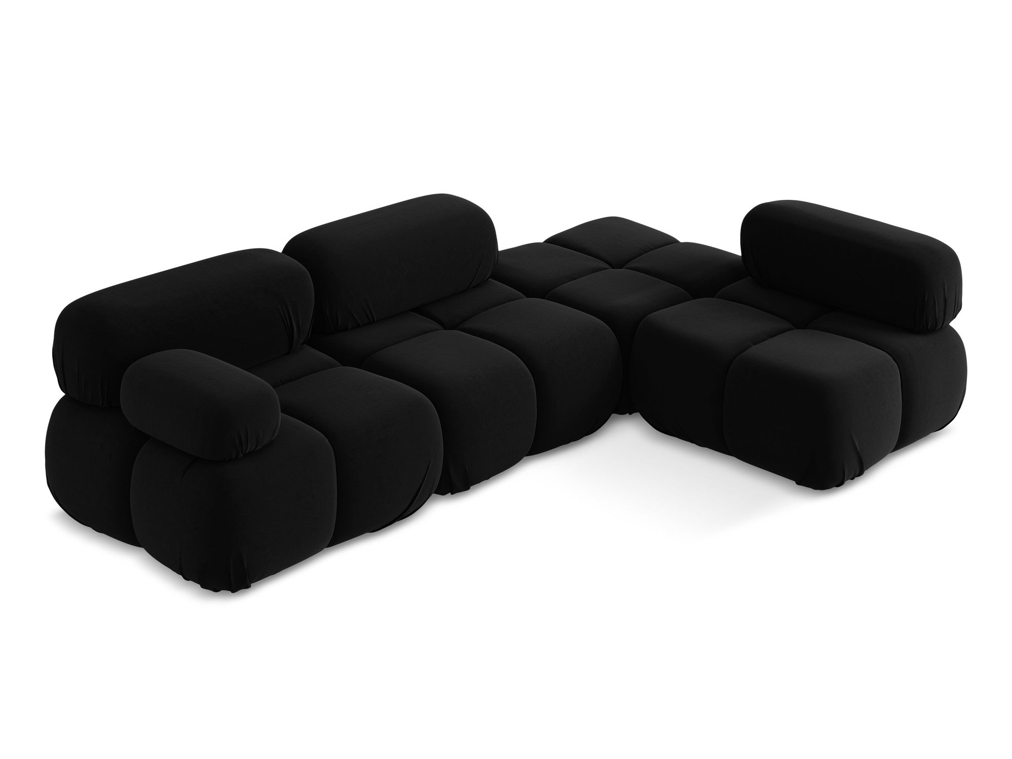 Black right-sided velvet modular corner sofa LOKUA