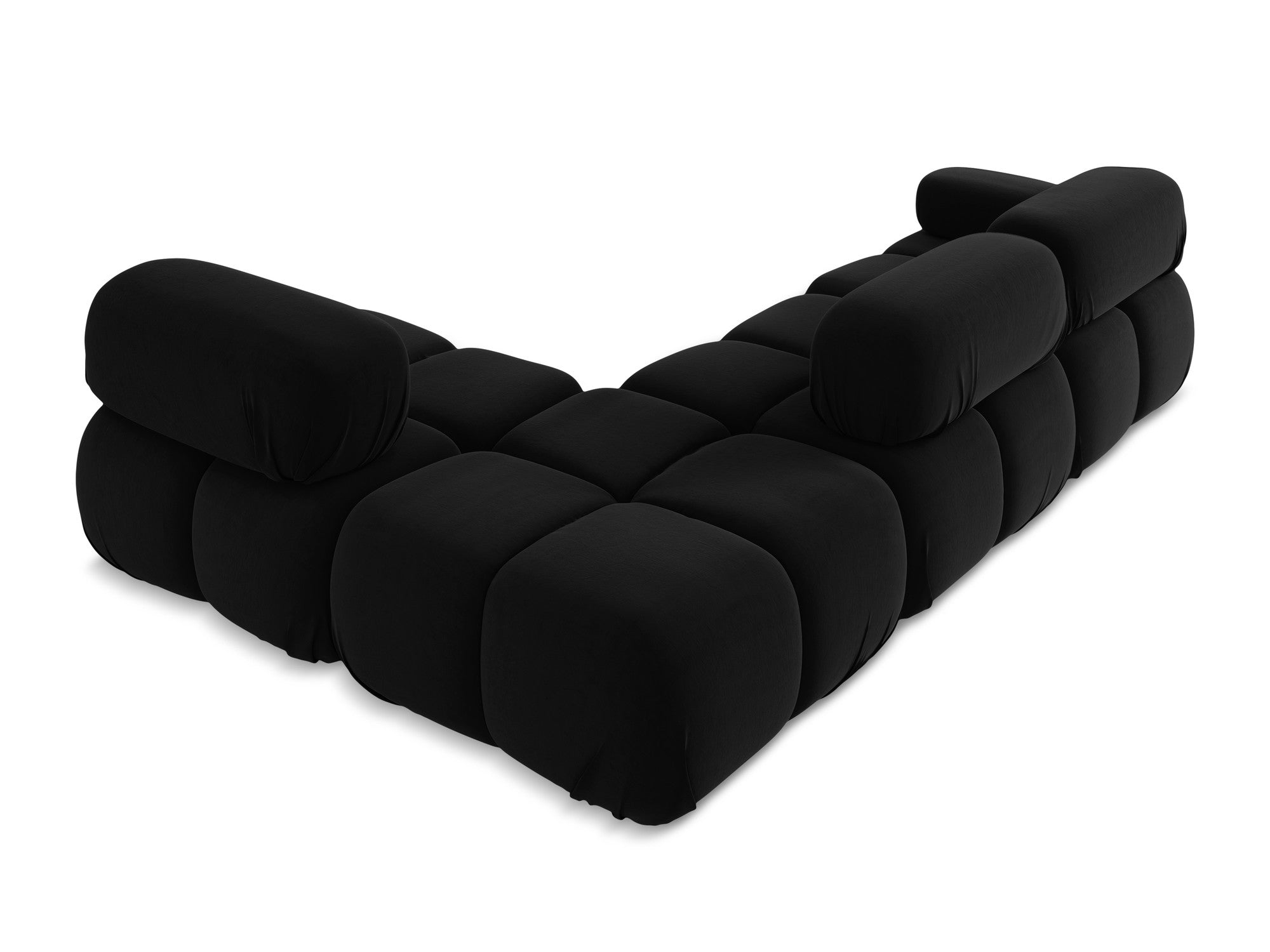 Black right-sided velvet modular corner sofa LOKUA