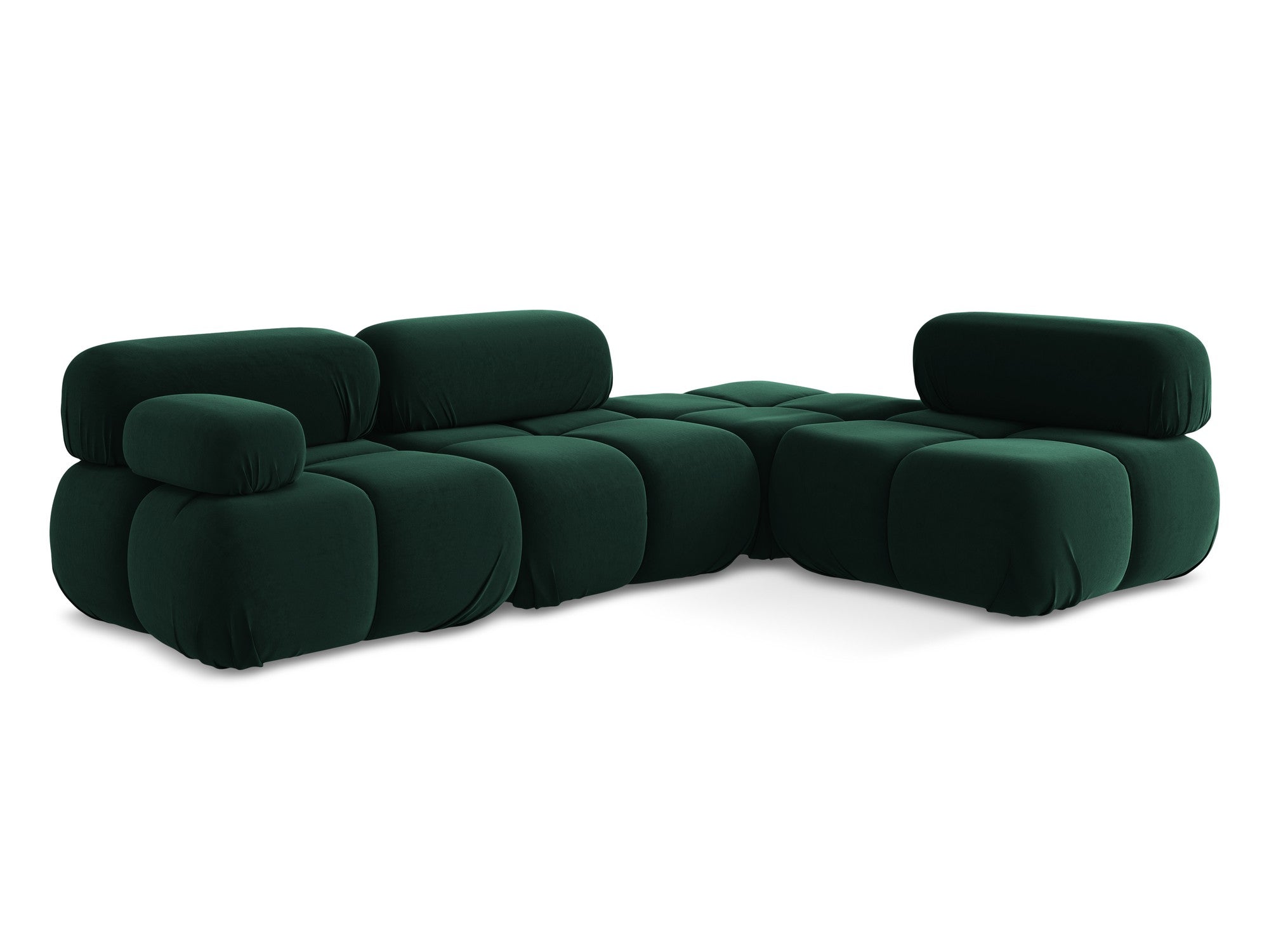 Velvet modular corner sofa right-sided LOKUA bottle green