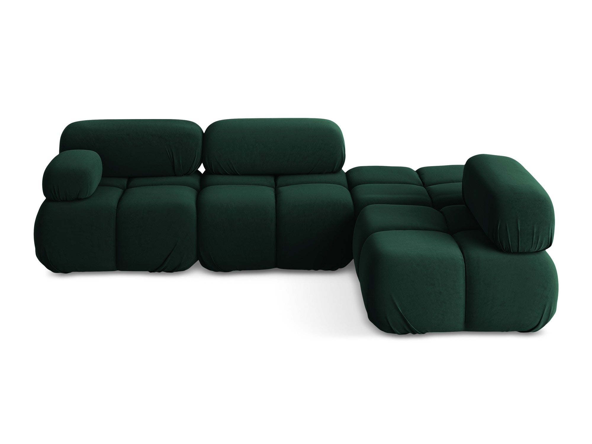 Velvet modular corner sofa right-sided LOKUA bottle green