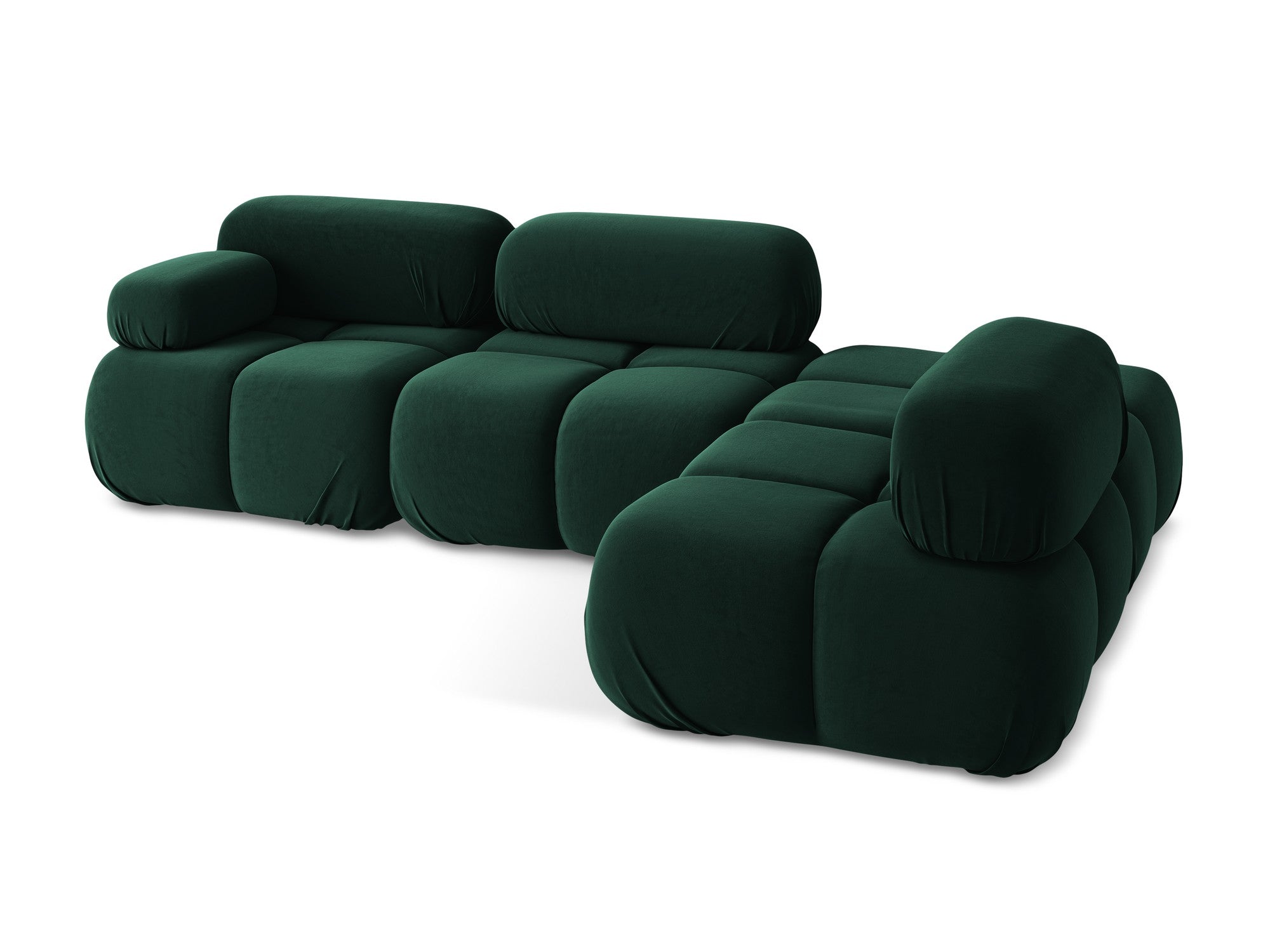 Velvet modular corner sofa right-sided LOKUA bottle green