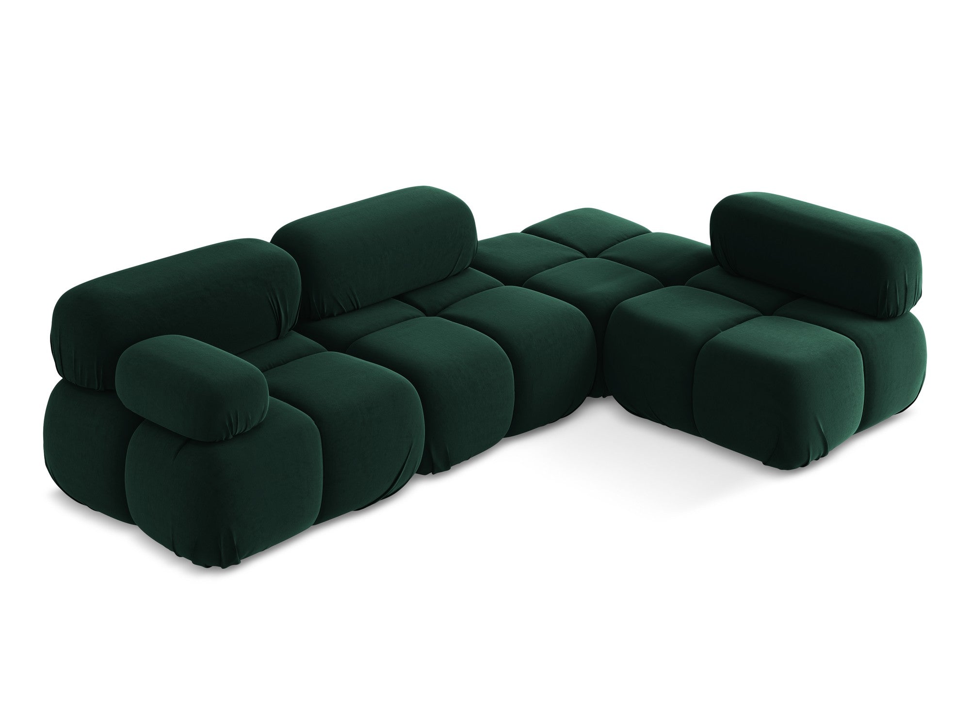 Velvet modular corner sofa right-sided LOKUA bottle green
