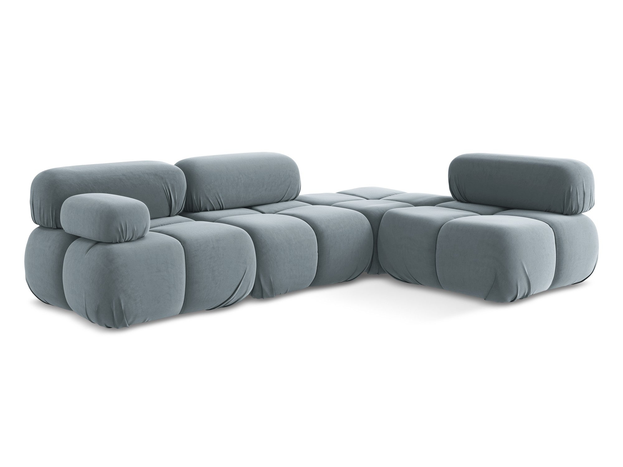 Modularer Samt-Ecksofa rechts LOKUA hellblau