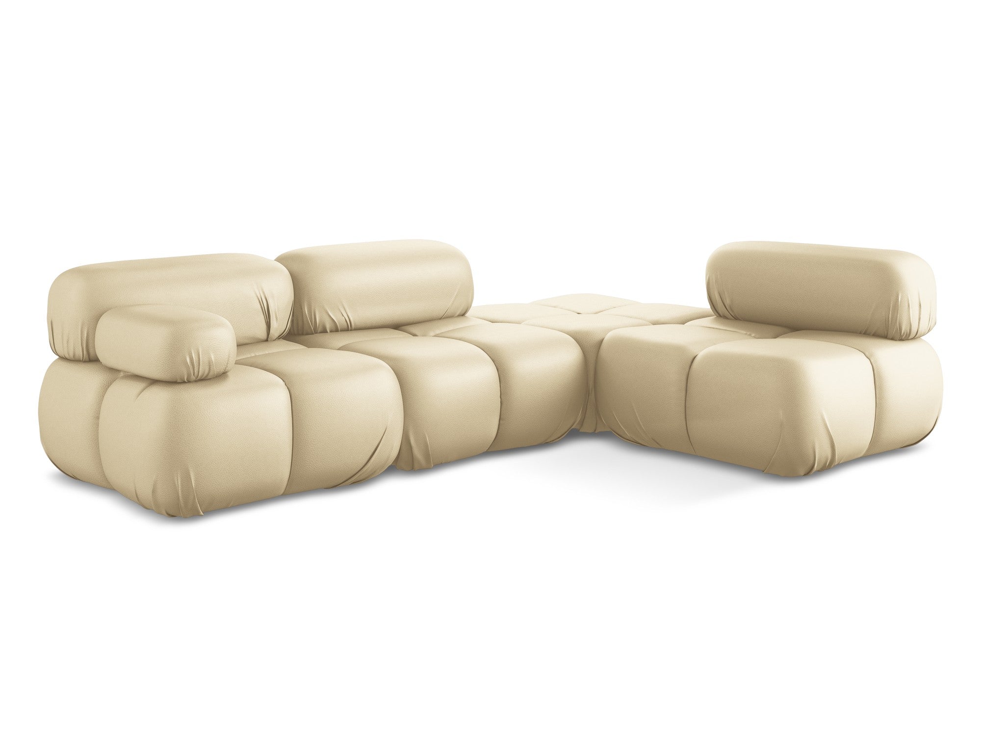 Right-facing modular corner sofa LOKUA beige eco-leather