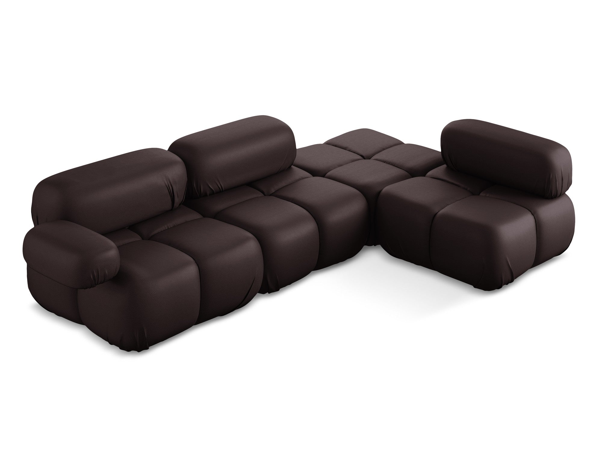 Right-sided modular corner sofa LOKUA plum eco-leather