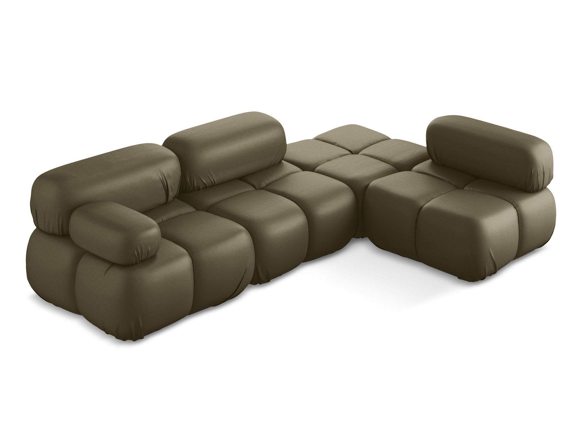 Right-facing modular corner sofa LOKUA olive ecological leather