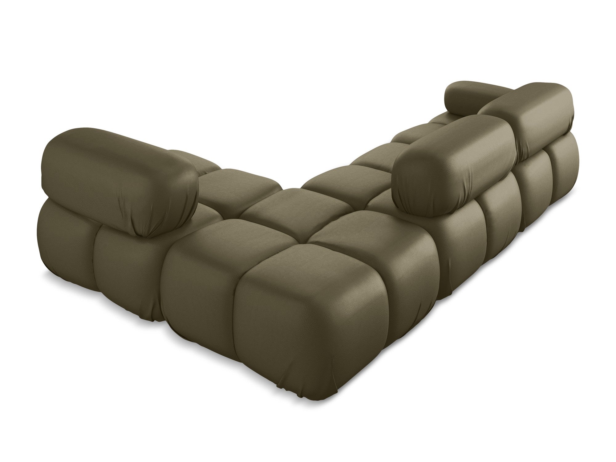 Right-facing modular corner sofa LOKUA olive ecological leather