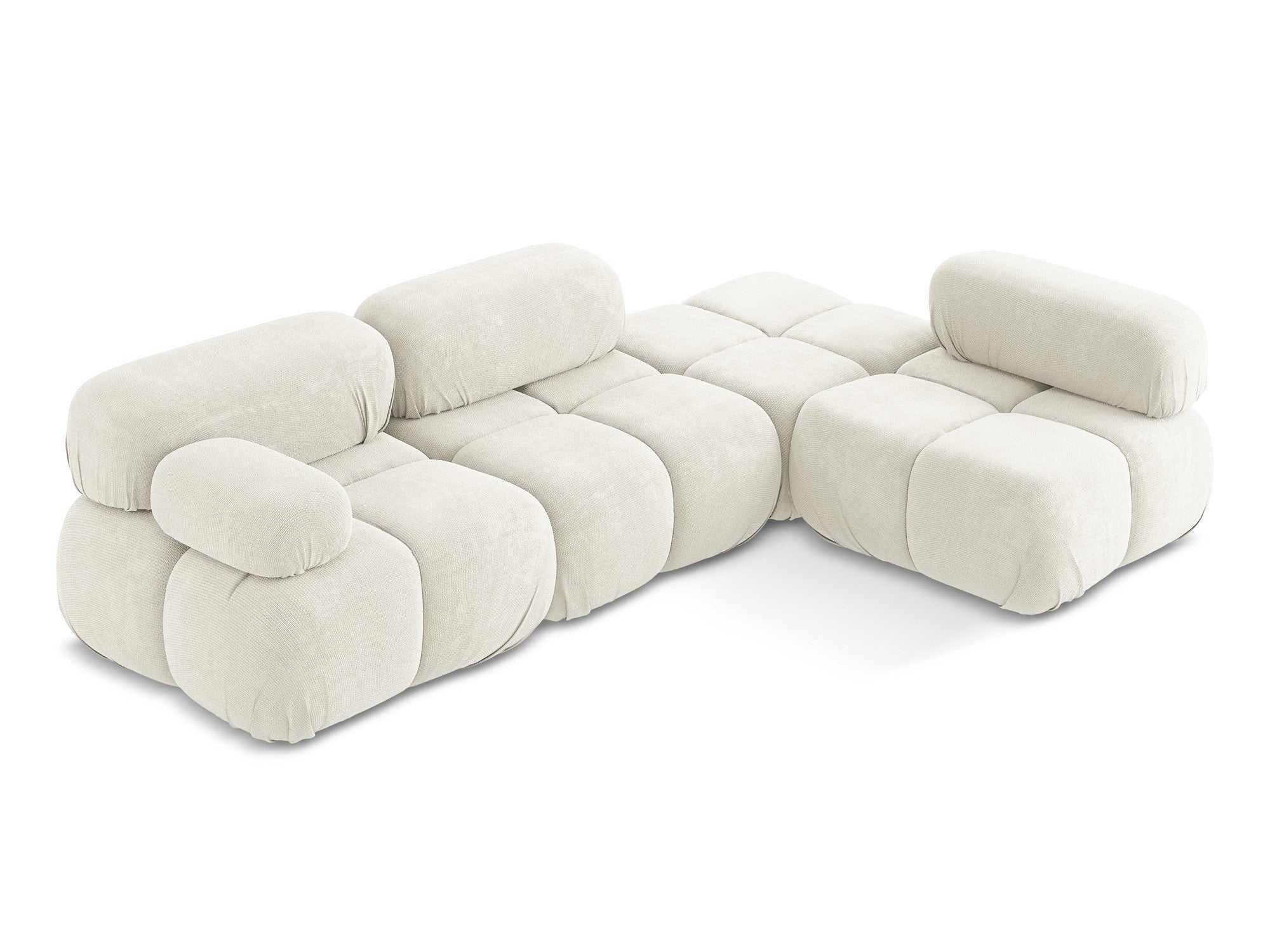 Rechtsseitige modulare Eckcouch LOKUA aus weißem Chenille