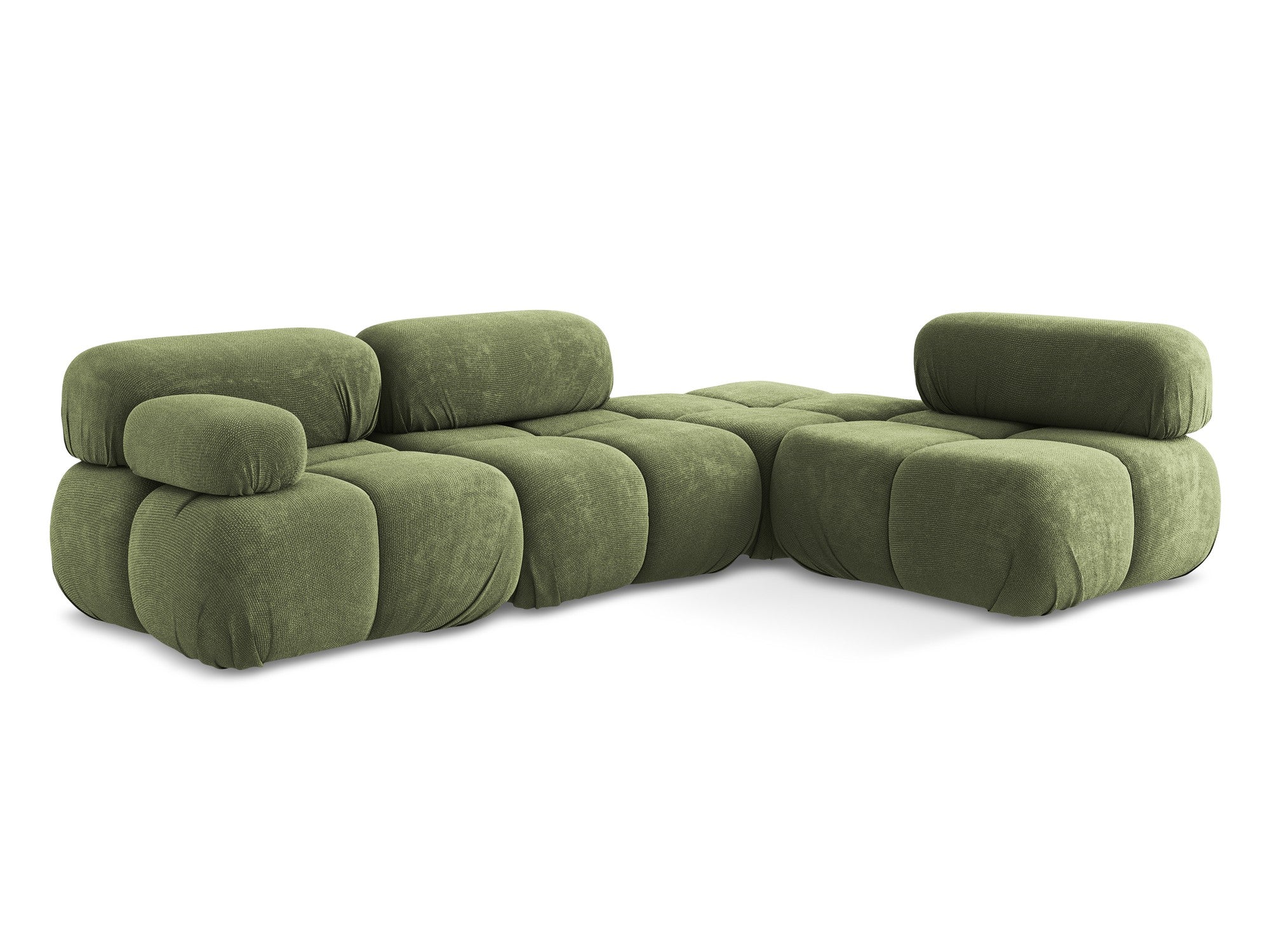 Right-facing modular corner sofa LOKUA green chenille