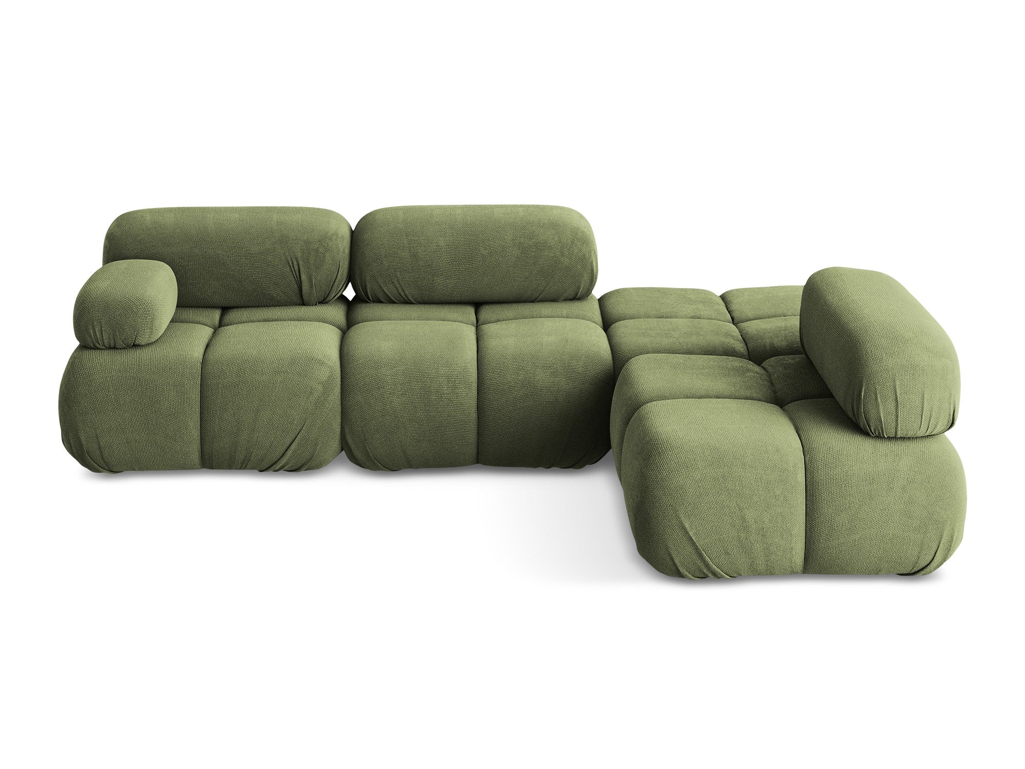 Right-facing modular corner sofa LOKUA green chenille