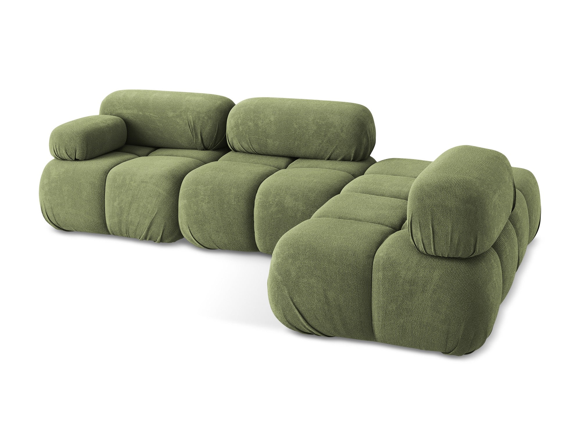 Right-facing modular corner sofa LOKUA green chenille