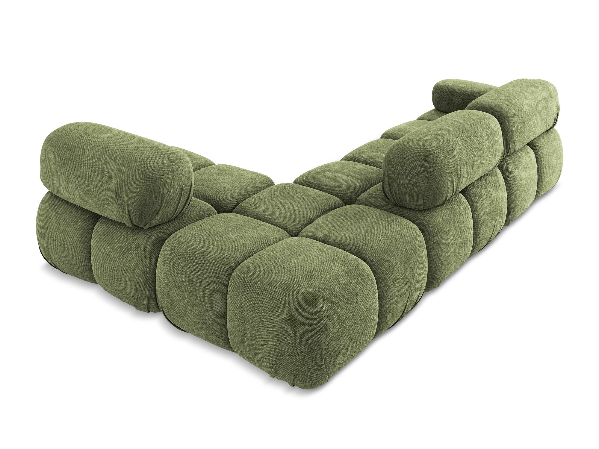 Right-facing modular corner sofa LOKUA green chenille
