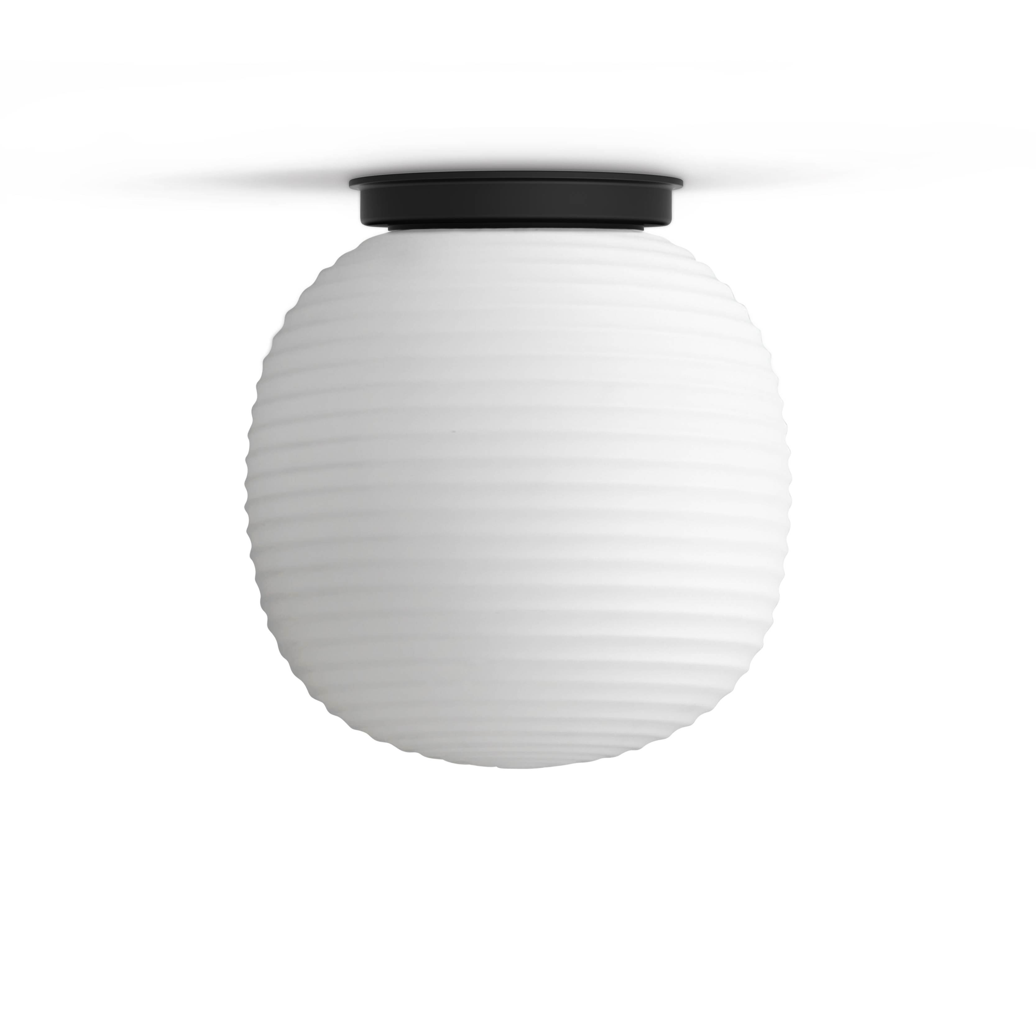 Lantern white ceiling lamp with a black base