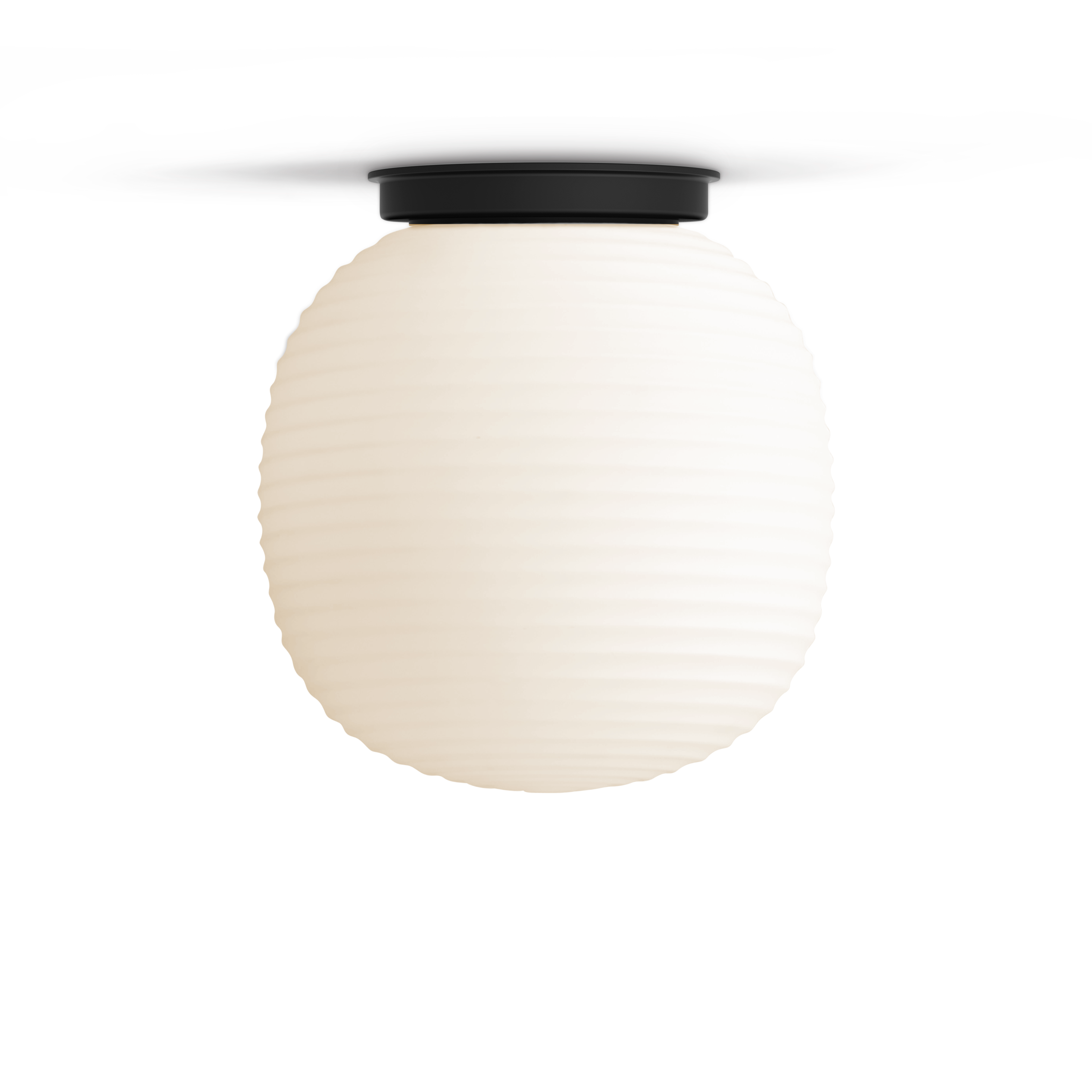 Lantern white ceiling lamp with a black base