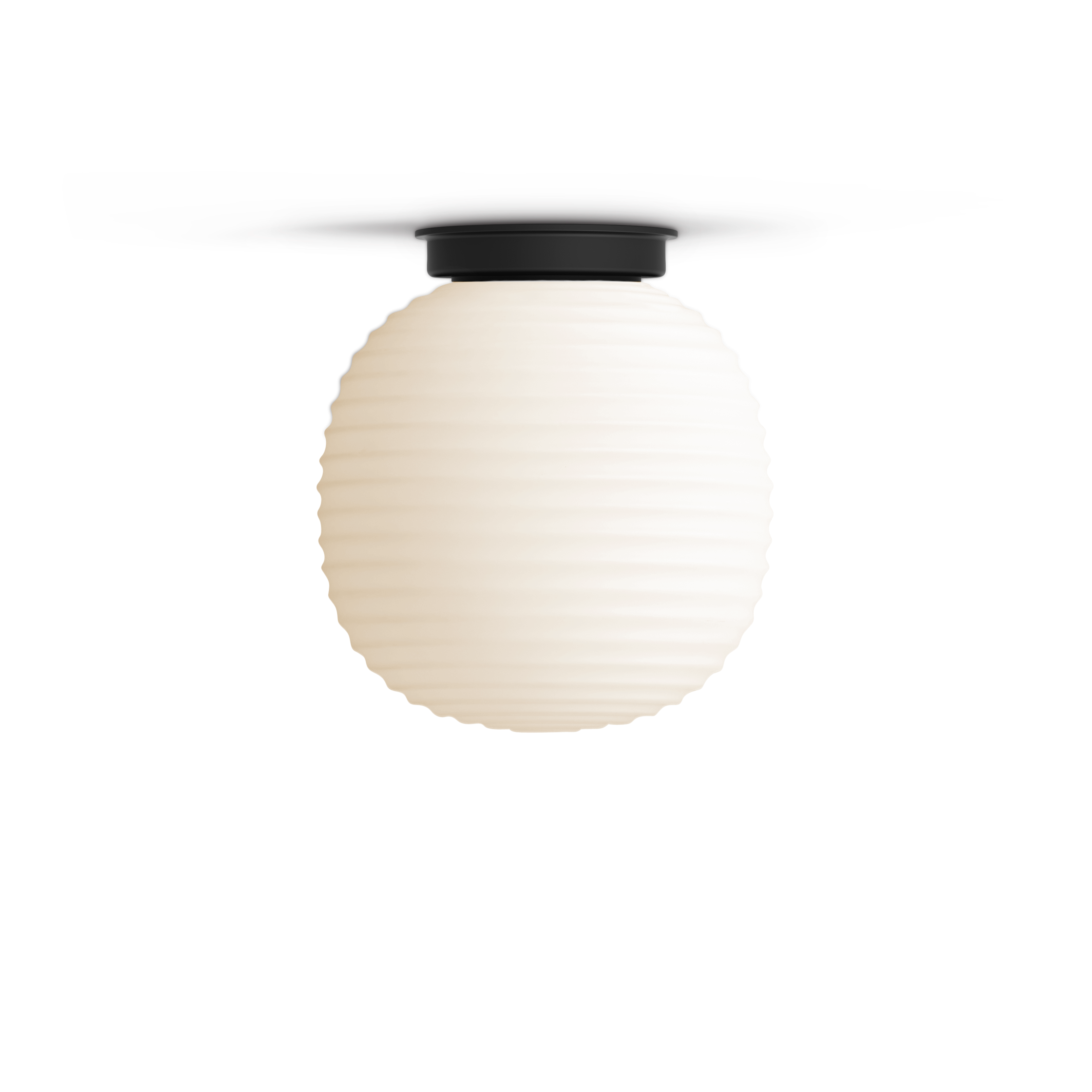 Lantern white ceiling lamp with a black base