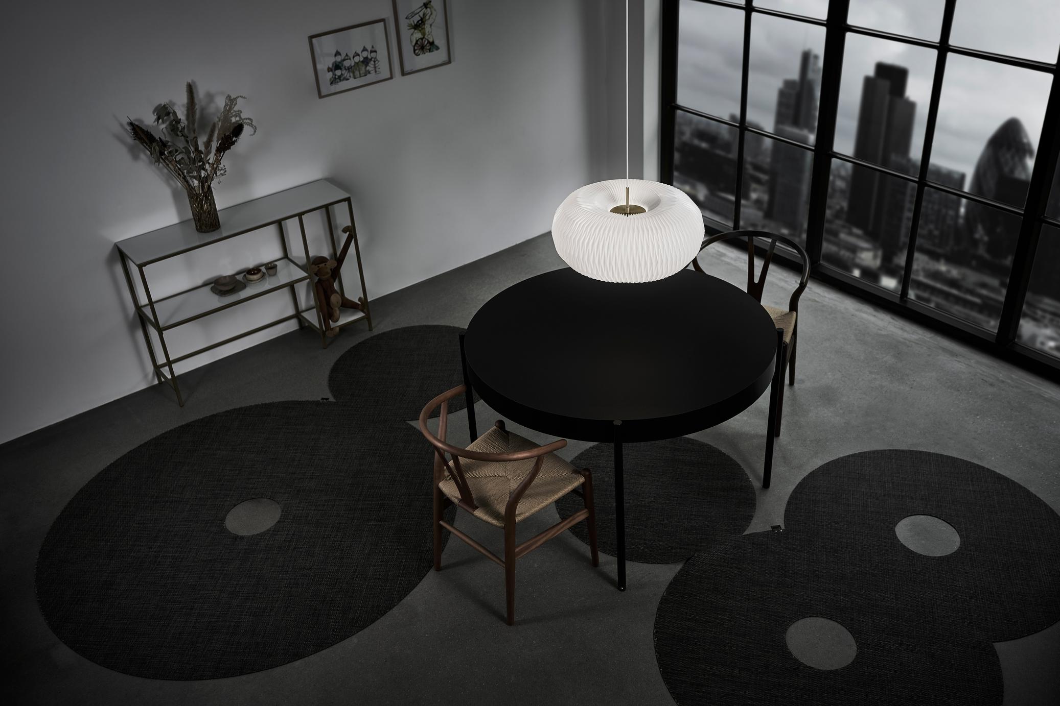 Pendelleuchte MODELL 195 DONUT weiß mit Silber