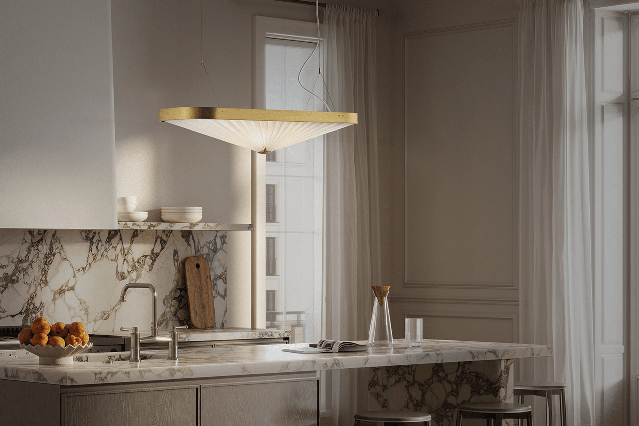 Pendelleuchte MODELL 197 CELINE weiß mit Gold