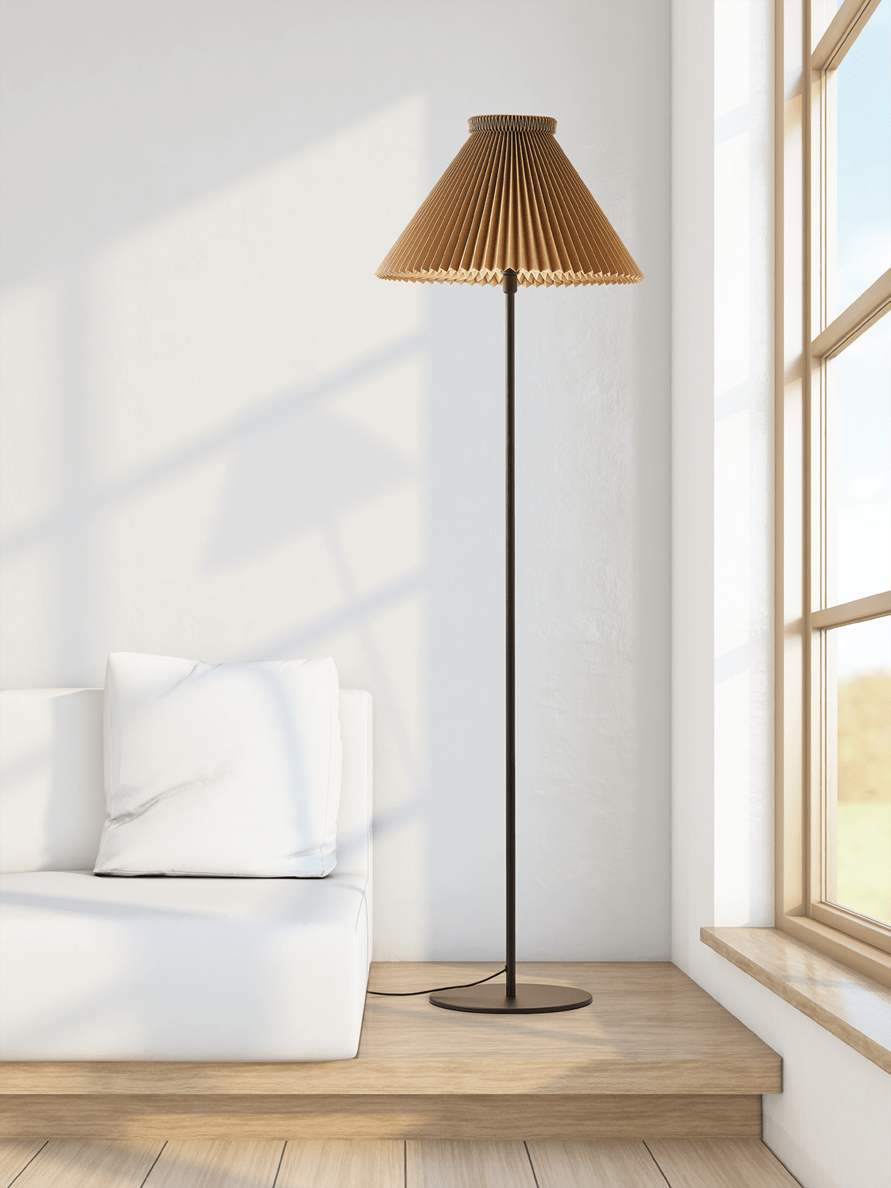 Floor lamp MODEL 334 buttery beige with black base